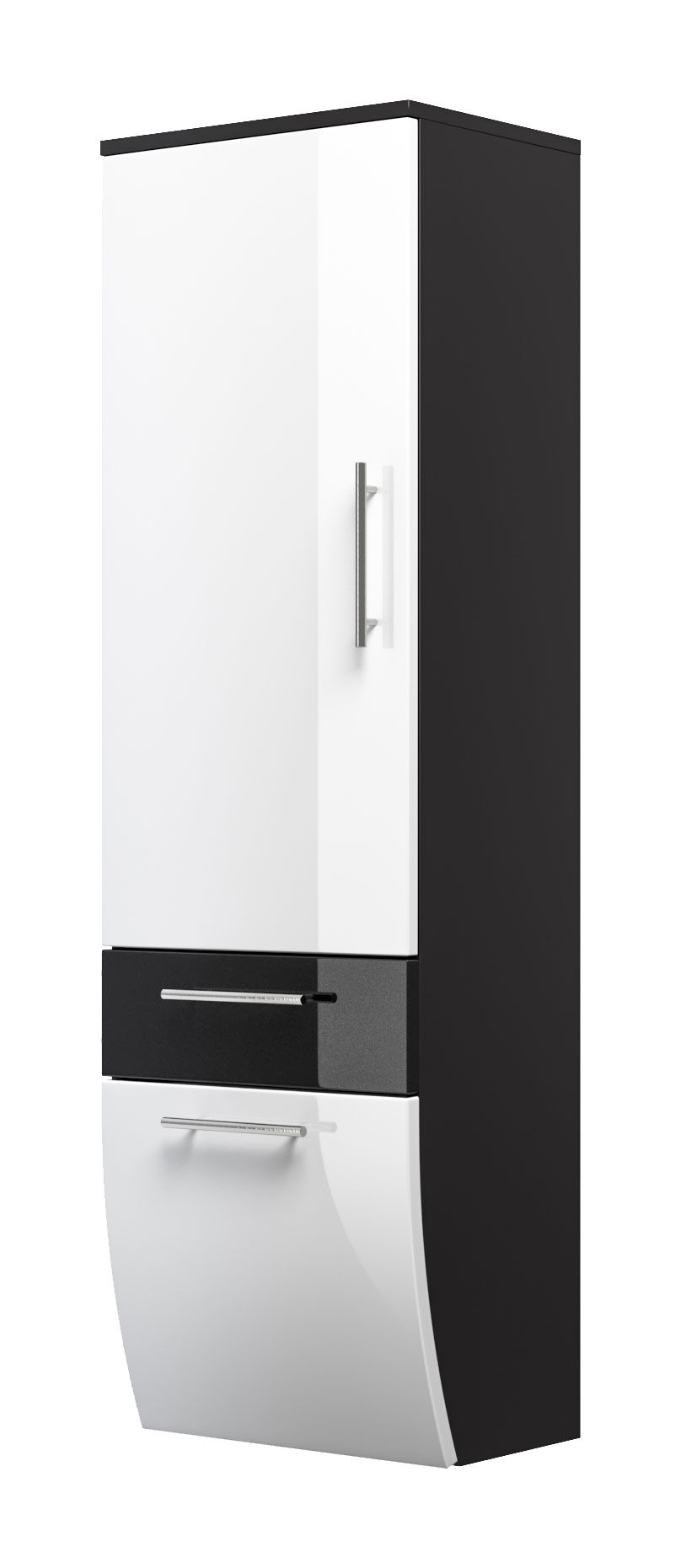 Hochschrank 135 cm Salona M Weiss hochglanz/Grafit hochglanz