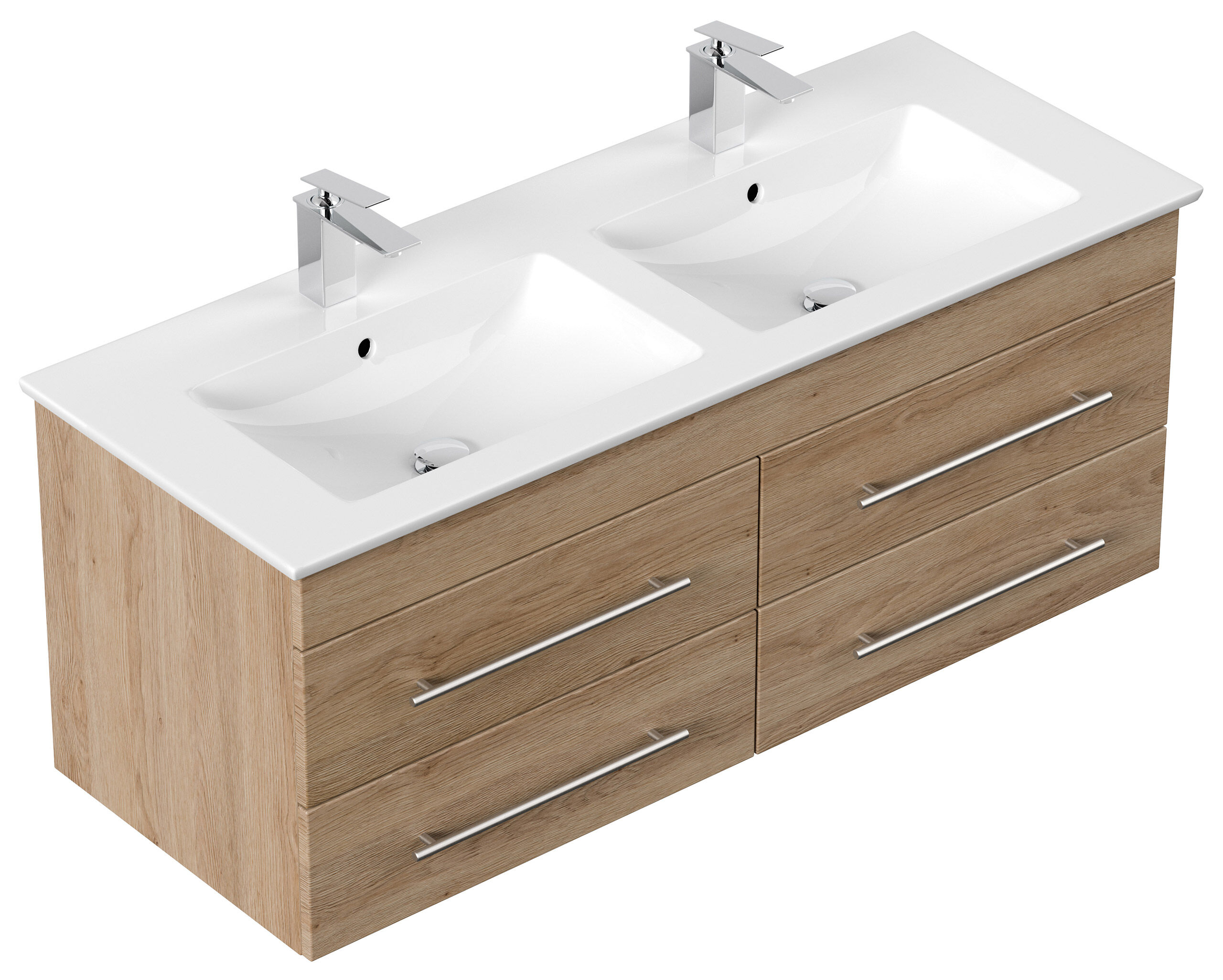 Badmöbel mit Villeroy & Boch Venticello Waschbecken 130 cm Doppel B eiche hell