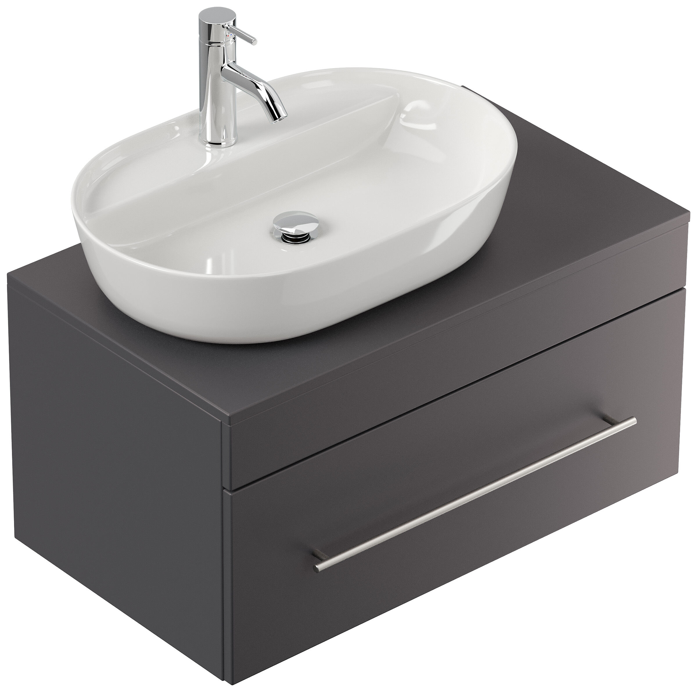 Badmöbel PEGASUS 80cm mit Design Aufsatzwaschbecken anthrazit