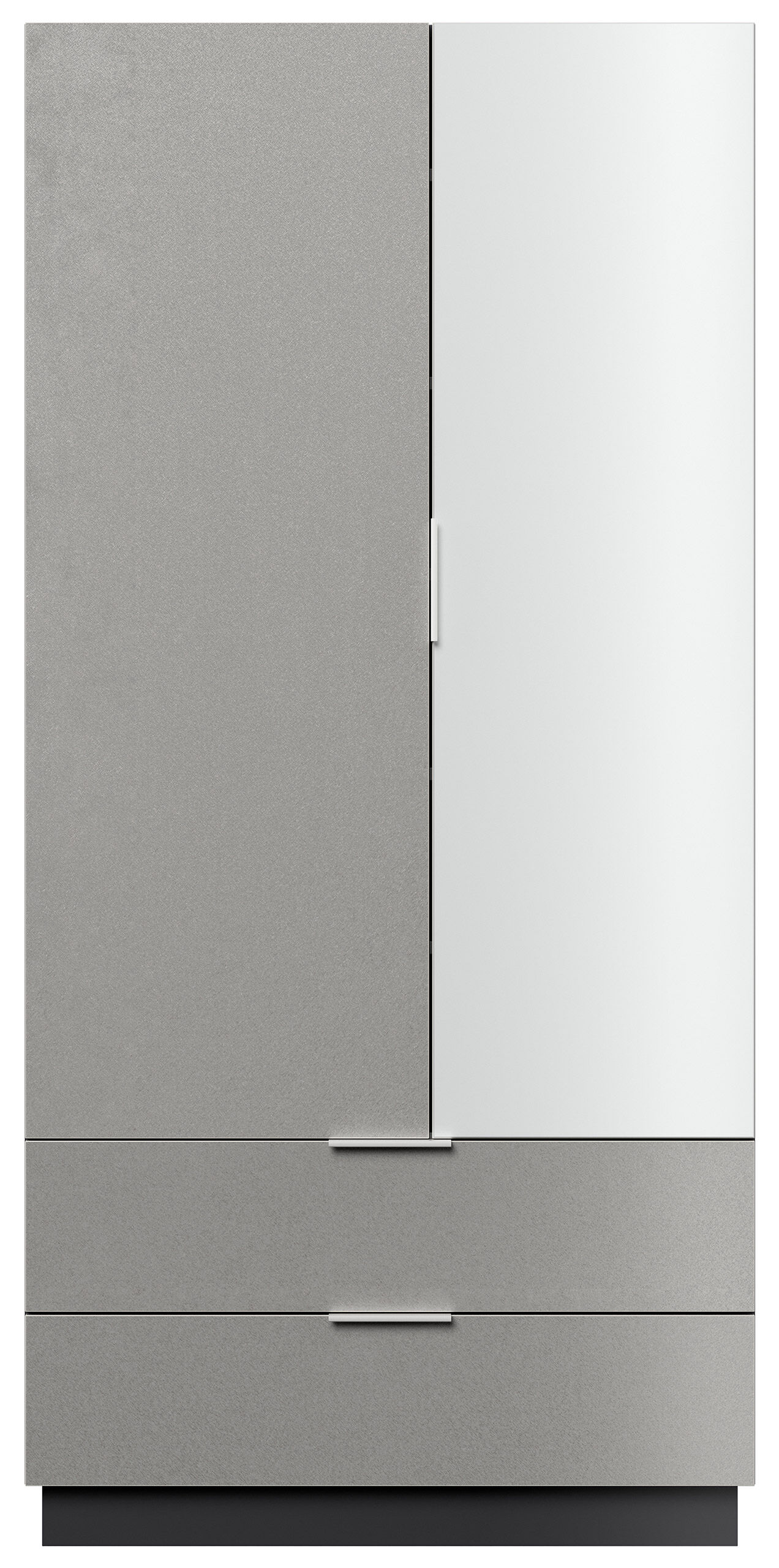 Schuhschrank Castello-L Spiegeltür 2 Softeinzüge 30 Paar Creme-Grafit