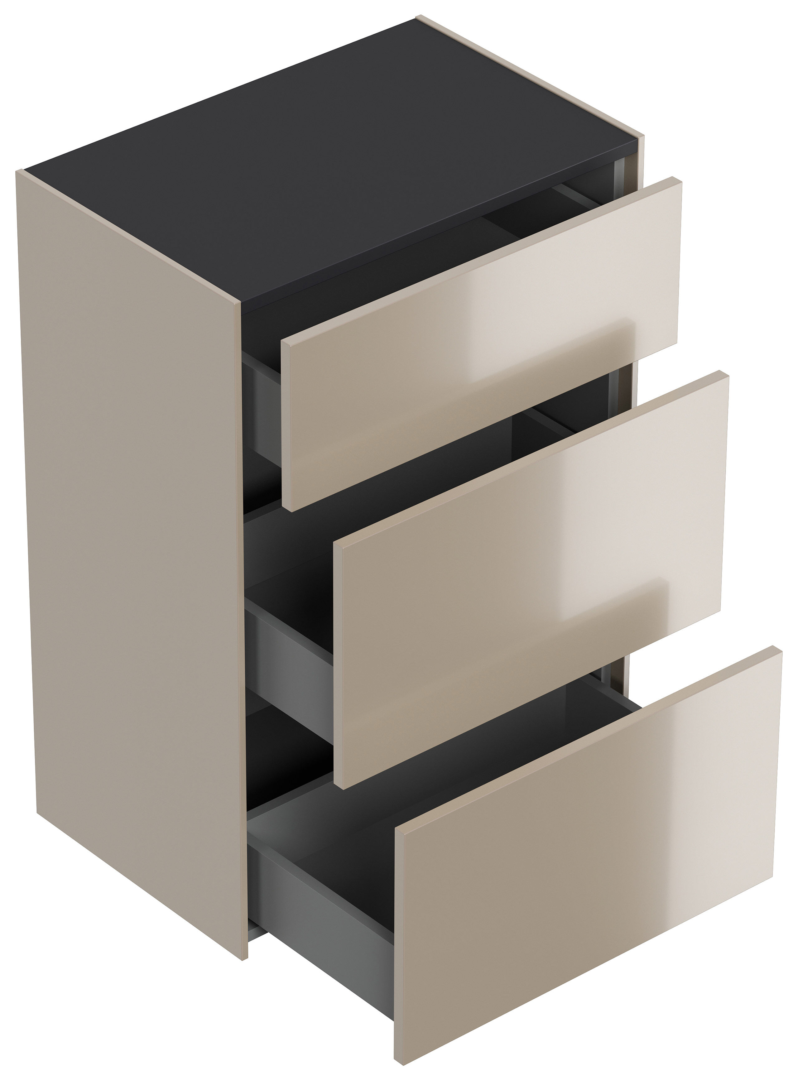 Slim-Design Kommode Edge A 60cm 3 Pushauszüge Kubanit