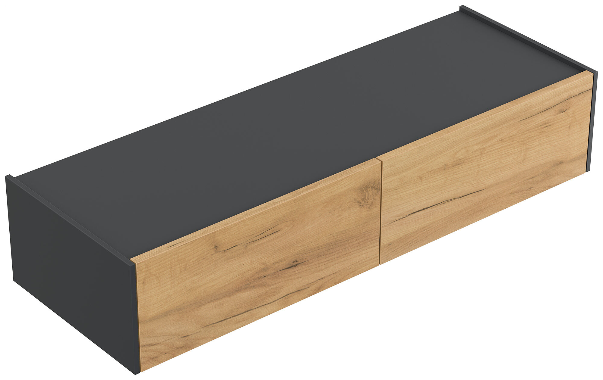 Hängekonsole Urban Slimline 2 Schubladen Push-to-open Grafit/ Eiche Gold