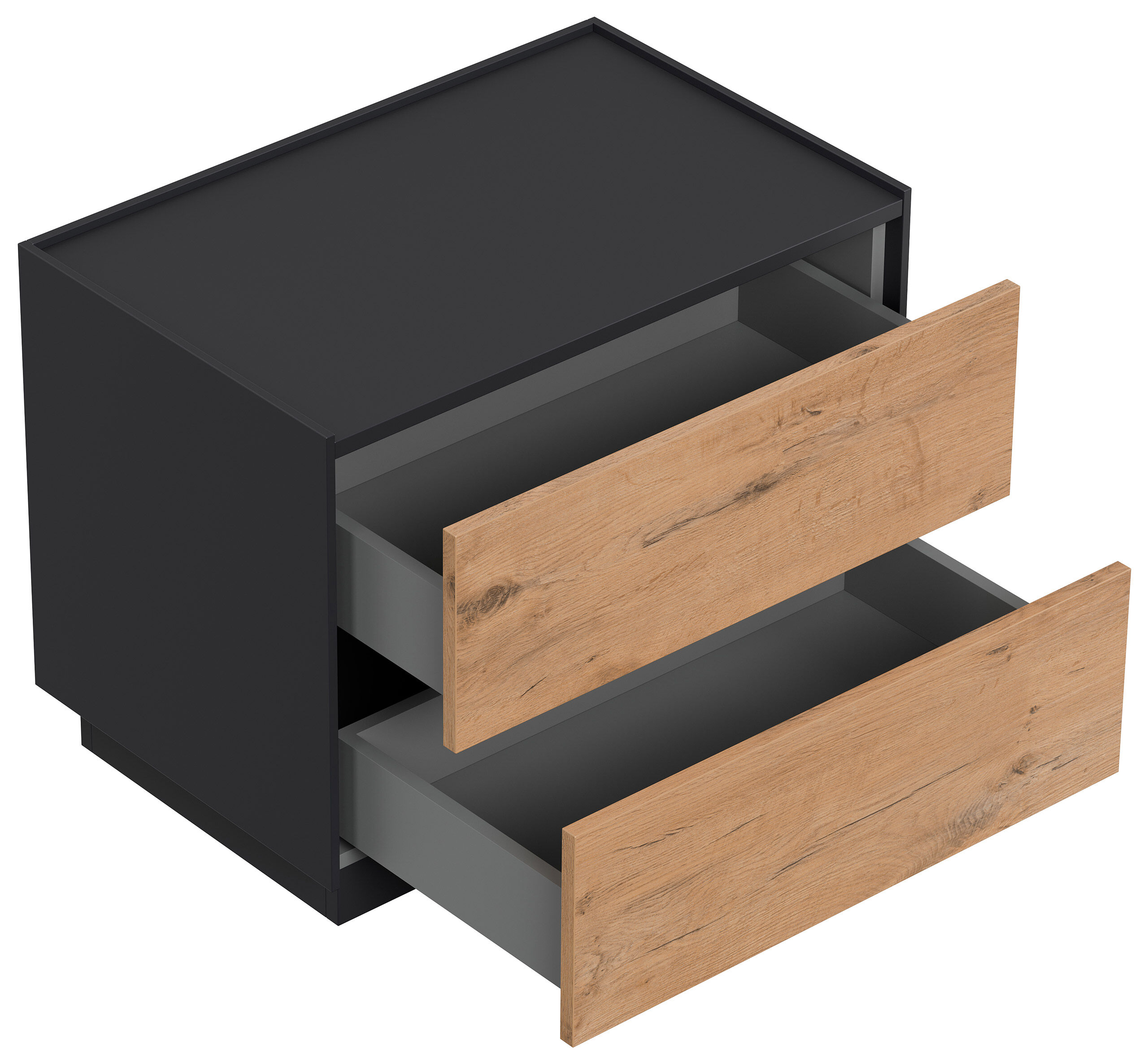 Design Nachttisch Kommode Concepto XL 70cm, 2 Pushauszüge lackiert Weiß Hgl