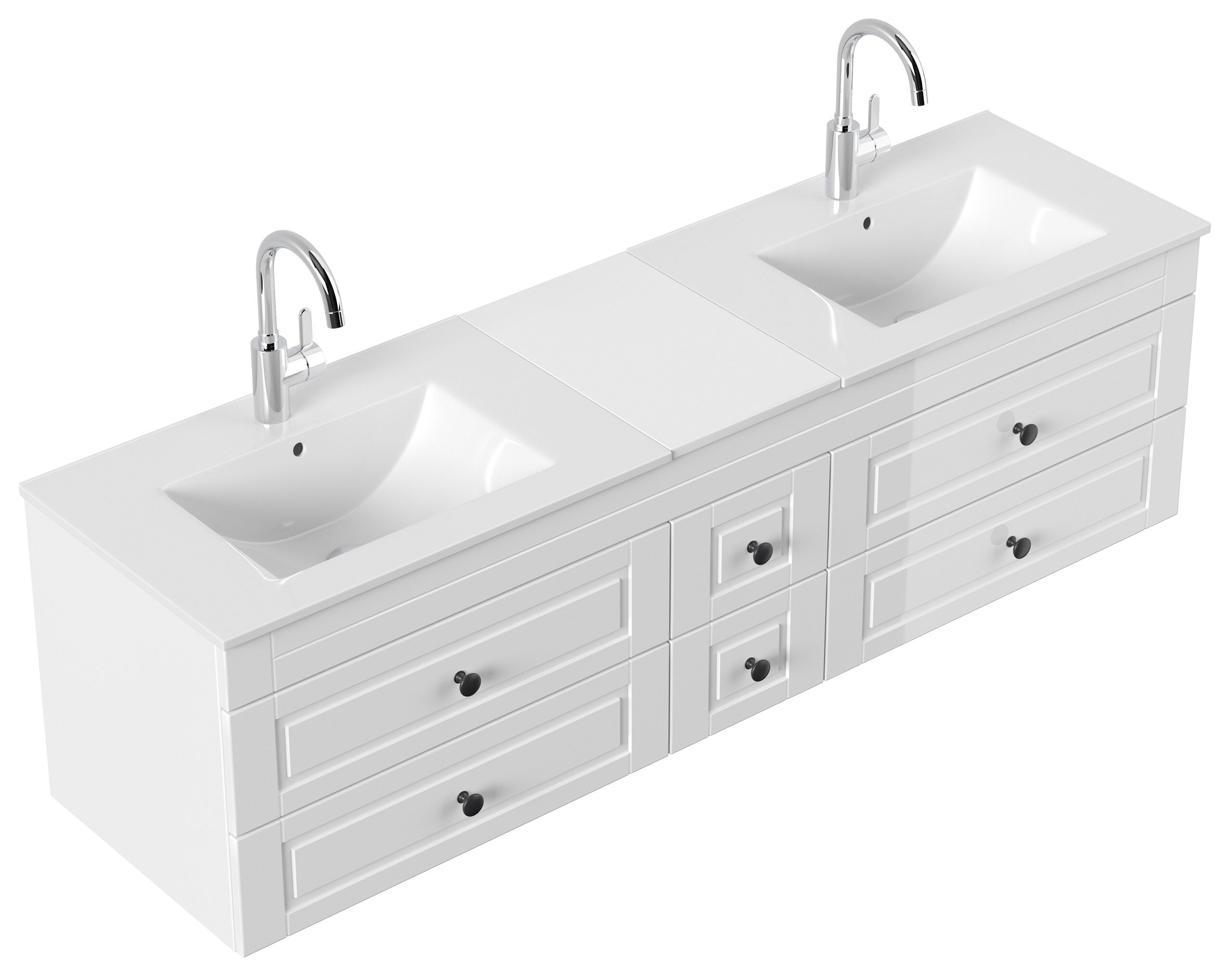 Badmöbel Milano XL Cottage Doppel-Waschbecken SoftClose anthrazit