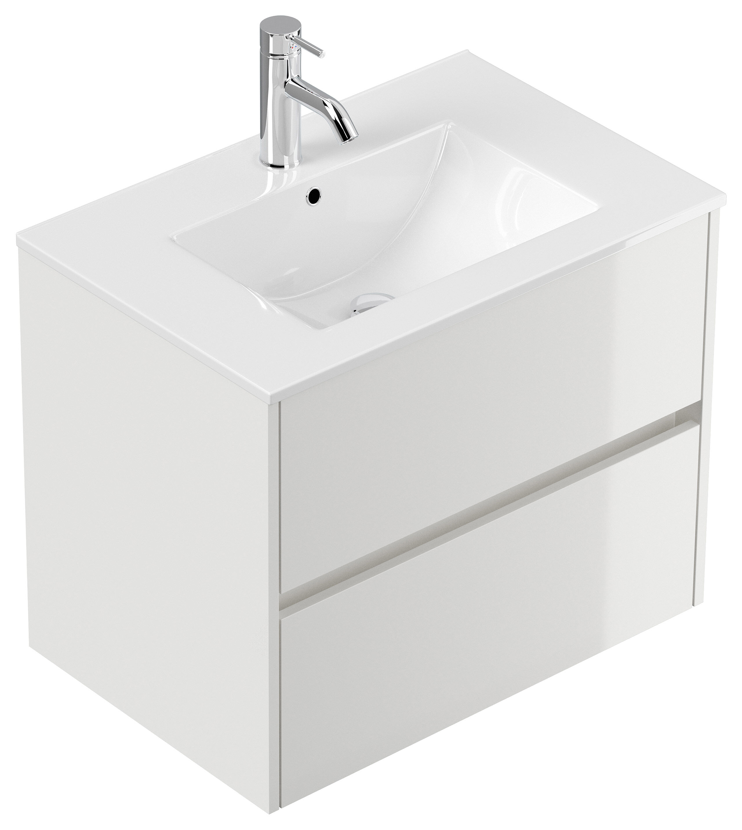 Badmöbel Set Taifun 2tlg. 70cm mit LED Spiegel weiß Hgl