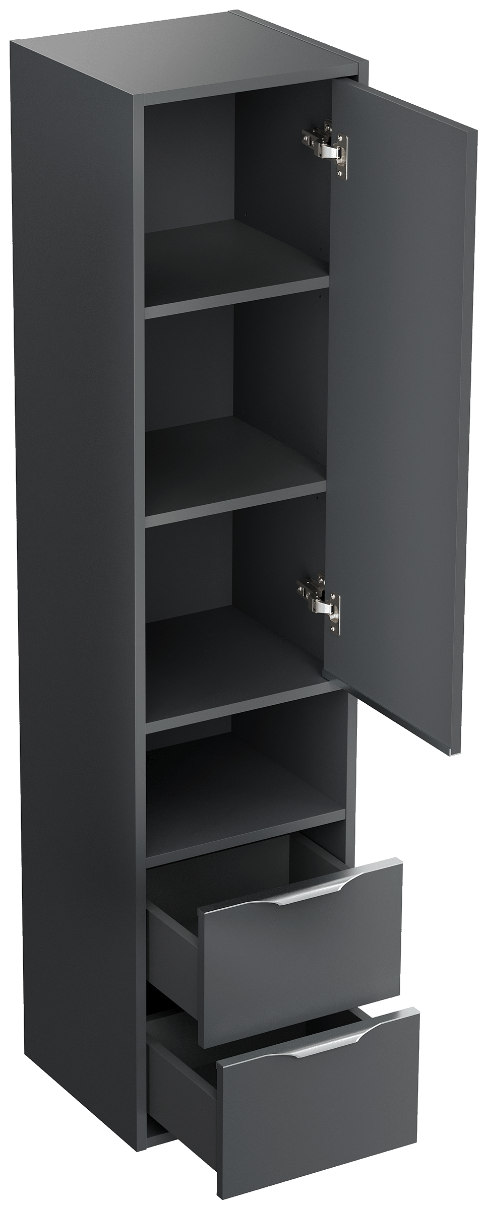 Hochschrank Elements 35x150cm Softclose Tür und Schubladen grafit