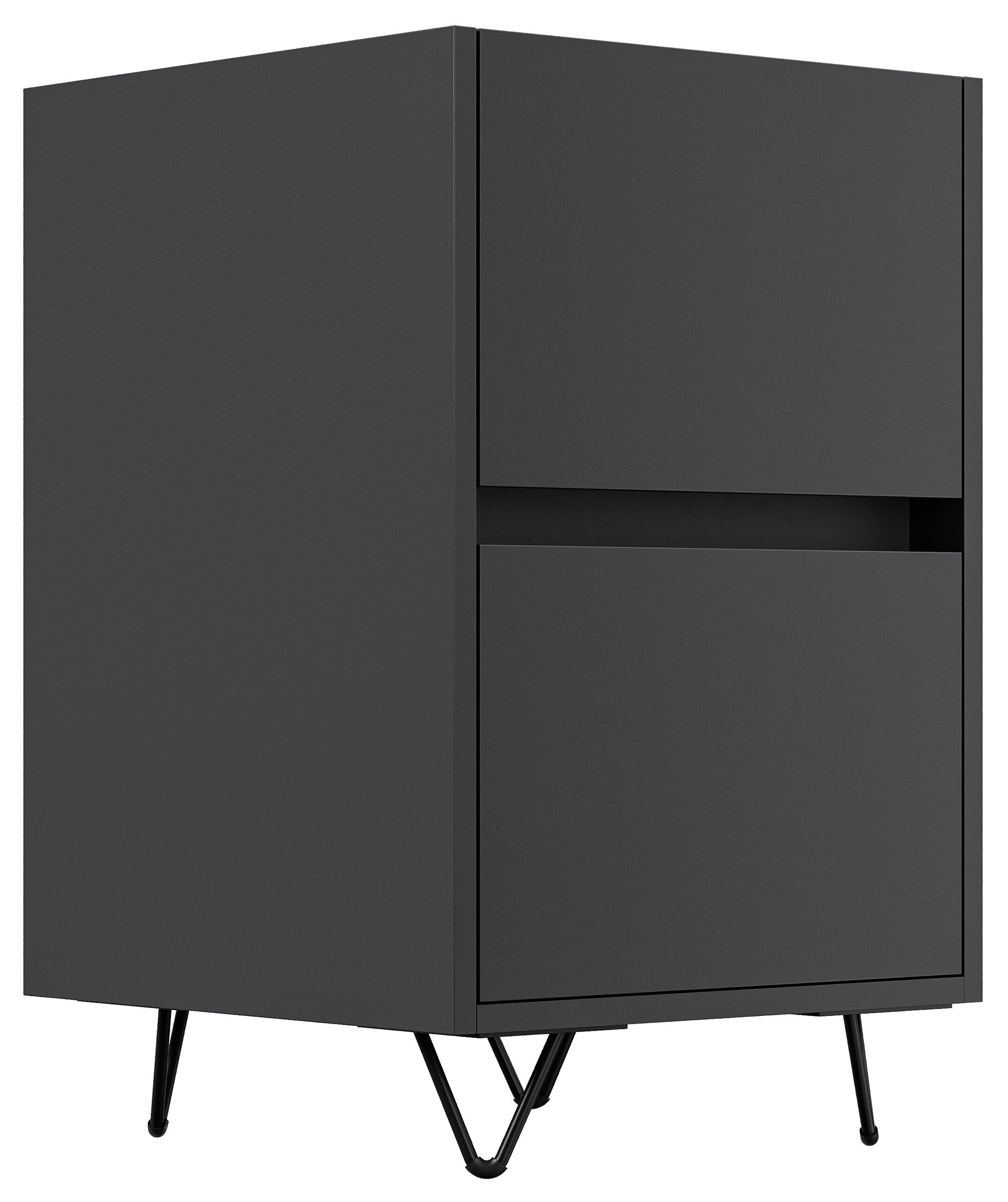 Nachttisch Yako 40cm 2 SoftClose stehend Weiß & Eiche Top