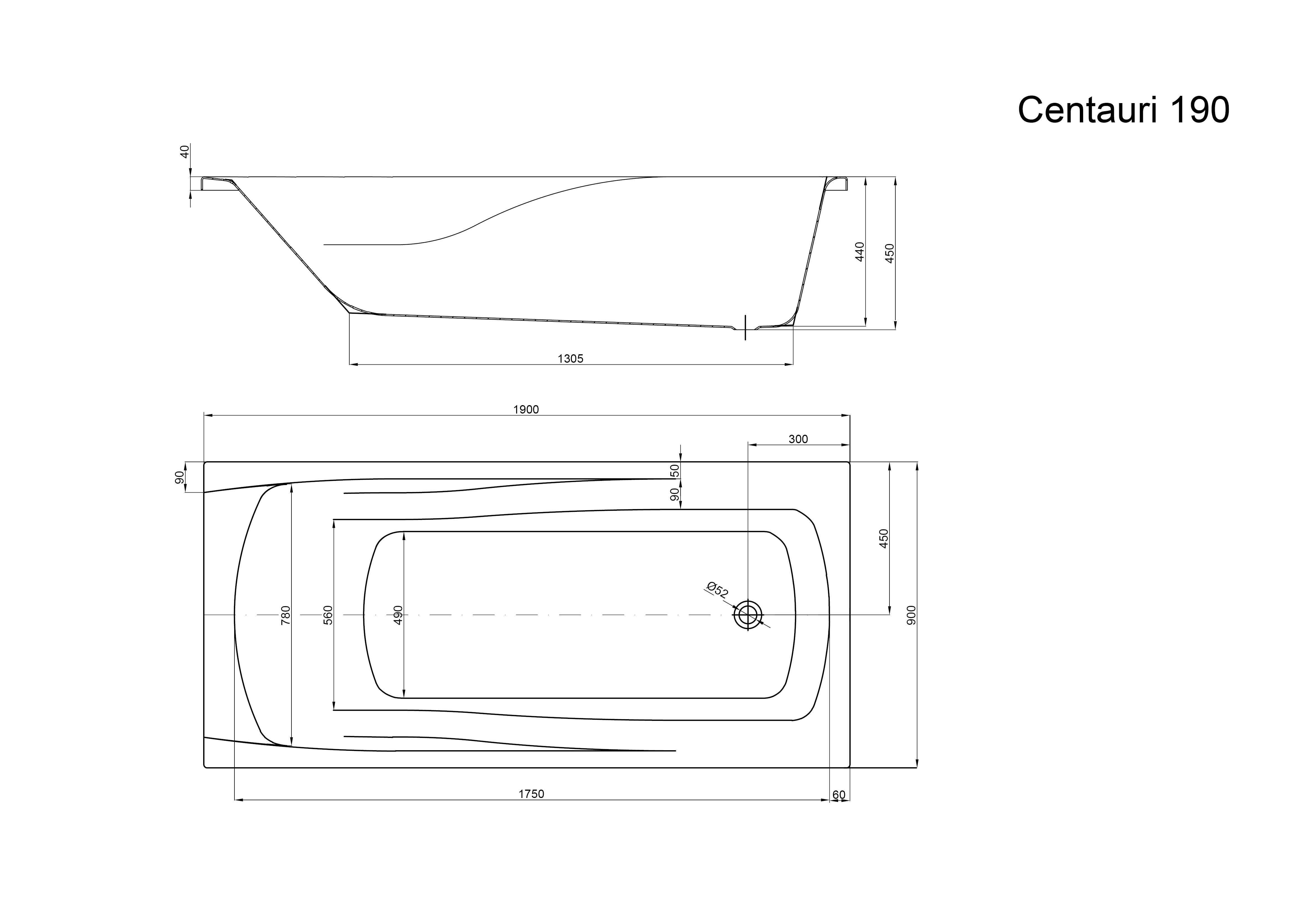 Centauri 190 links Whirlpool Set ohne Armatur