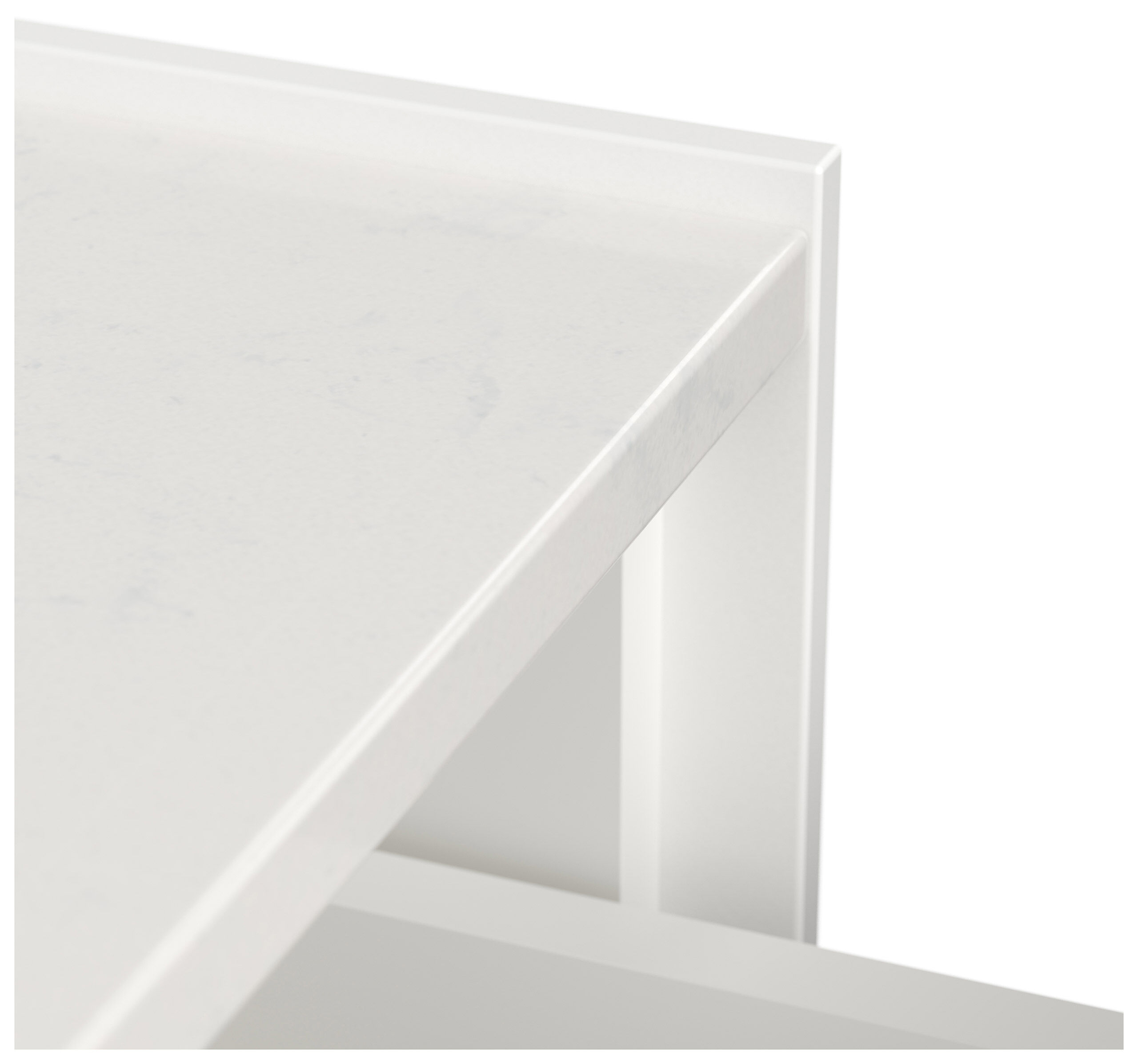 Nachttisch Kommode Somnia L 60cm, Quarztop, 2 Pushauszüge lackiert Weiß Hgl