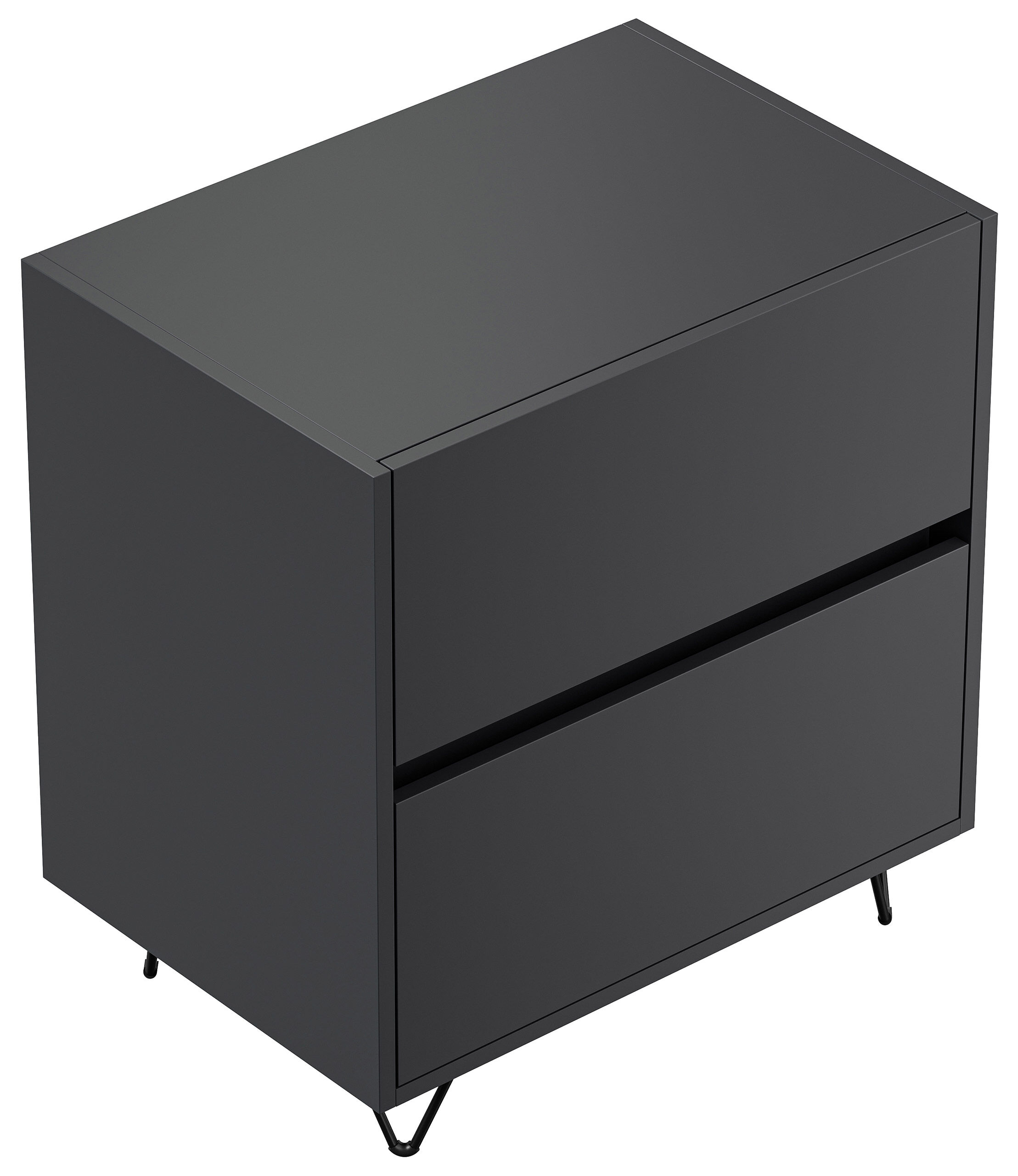 Nachttisch Yako 60cm 2 SoftClose stehend Weiß & Eiche Top