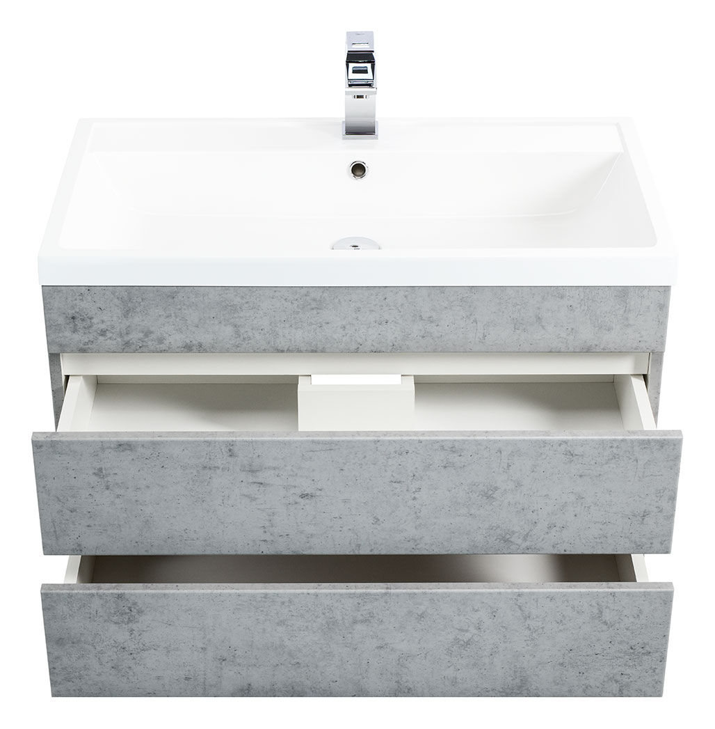 Badmöbel Via 80 SoftClose beton mit grifflosen Schubladen