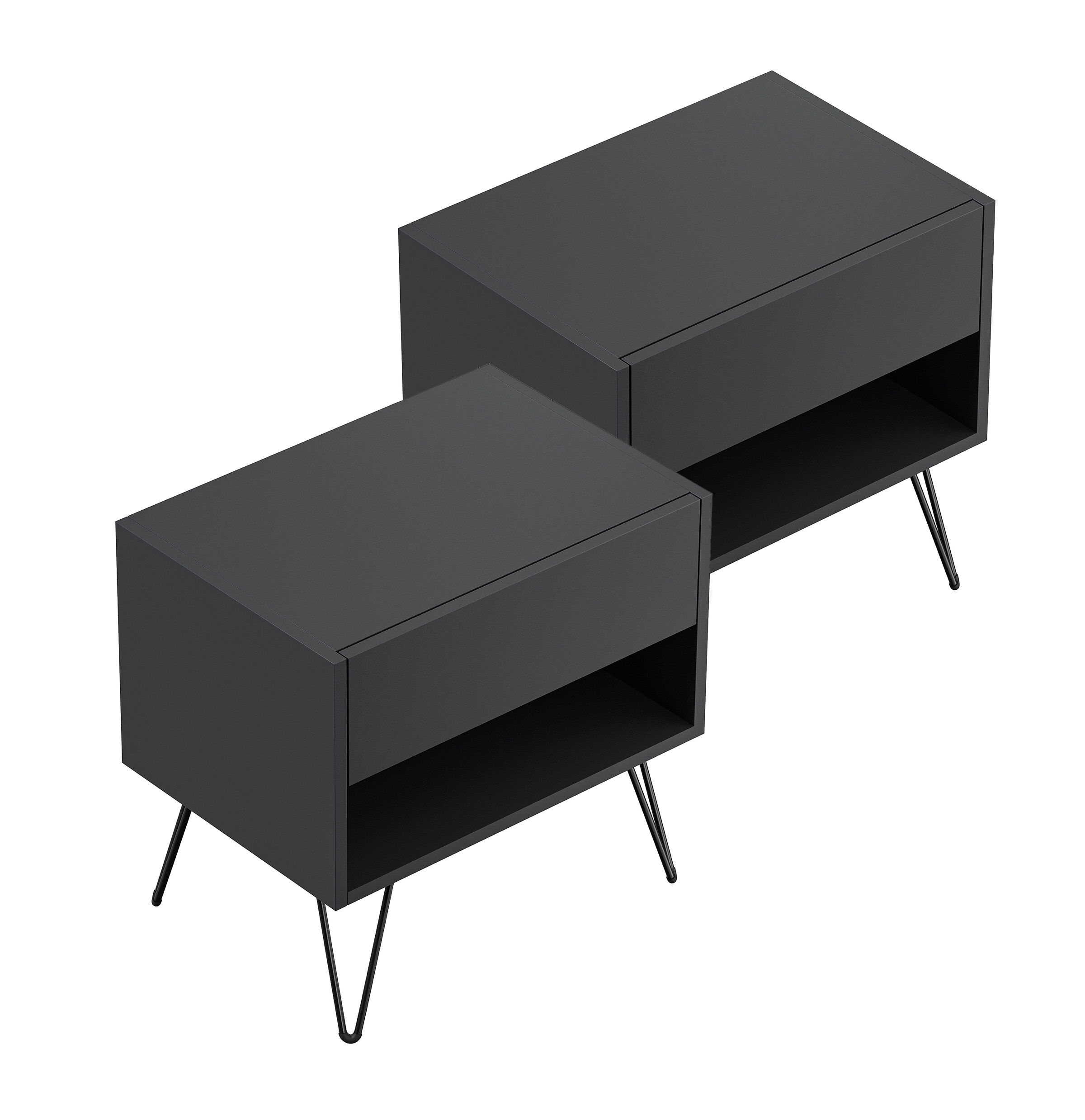 2er Set Nachttisch Dion 50cm SoftClose stehend Weiß Hgl