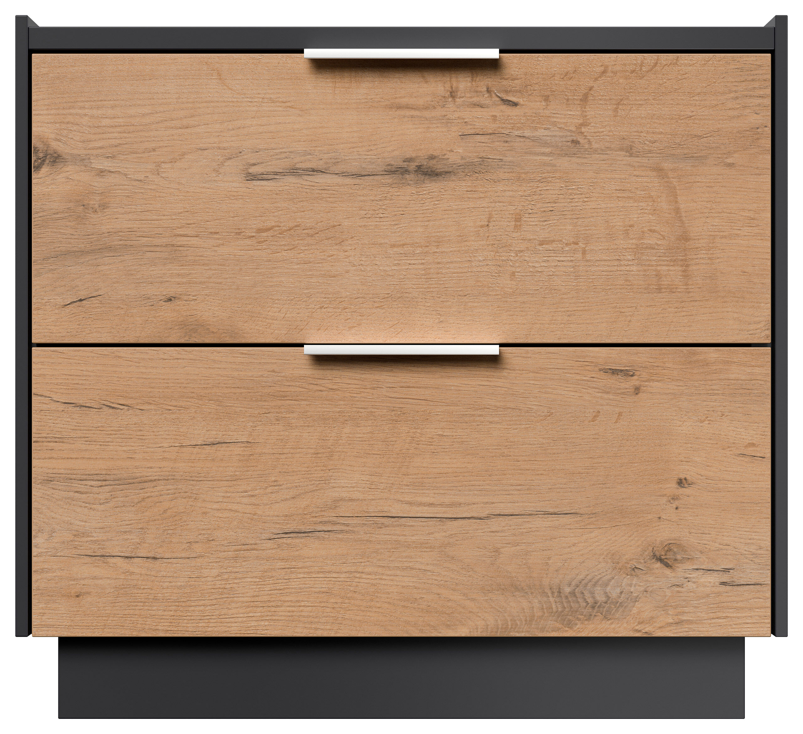 Design Nachttisch Kommode Artem 60cm, 2 Softeinzüge lackiert Weiß Hgl