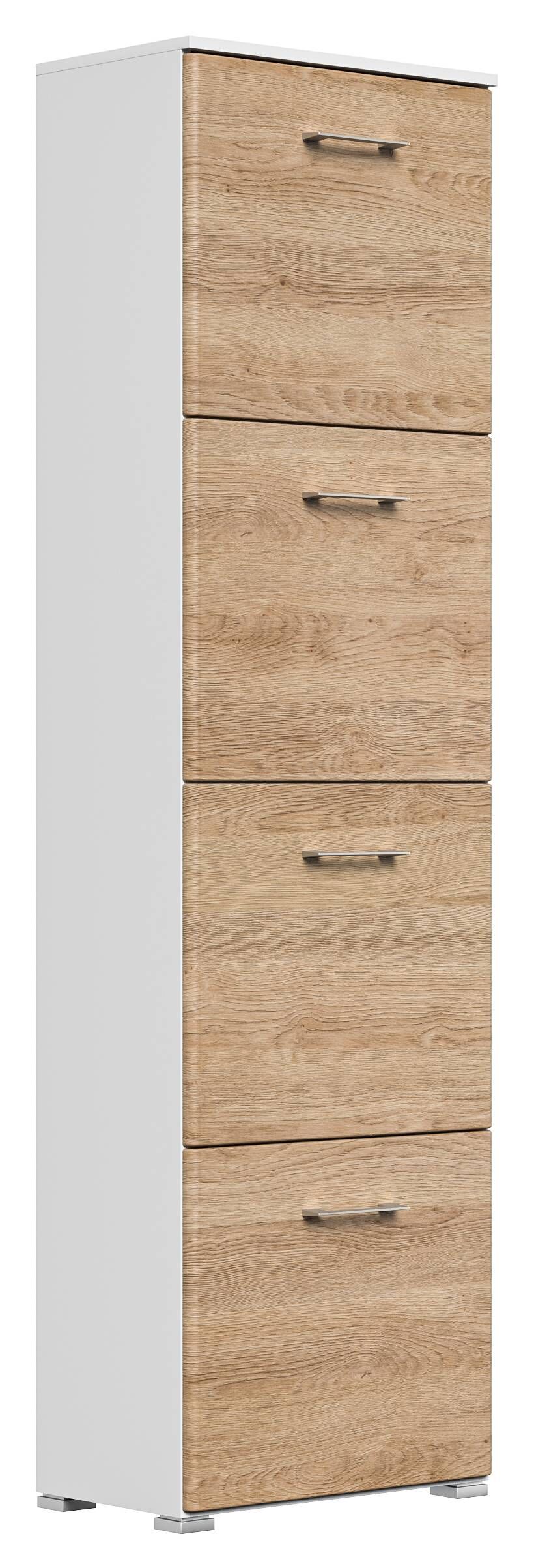 Schuhschrank Emotion 4 Klappen 16 Paar 52x187 cm Weiss-Weiss Hgl