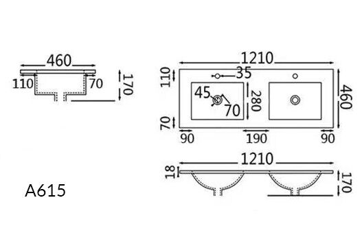 Badmöbelset Helios 4-teilig Spiegelschrank 2x Hochschrank grafit