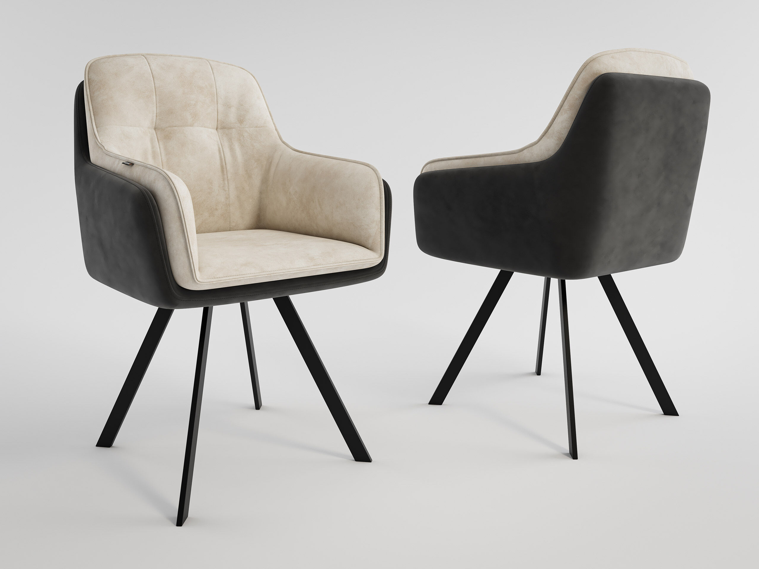 Esszimmerstuhl Design Küchenstuhl Isa Kunstleder creme Metallbeine