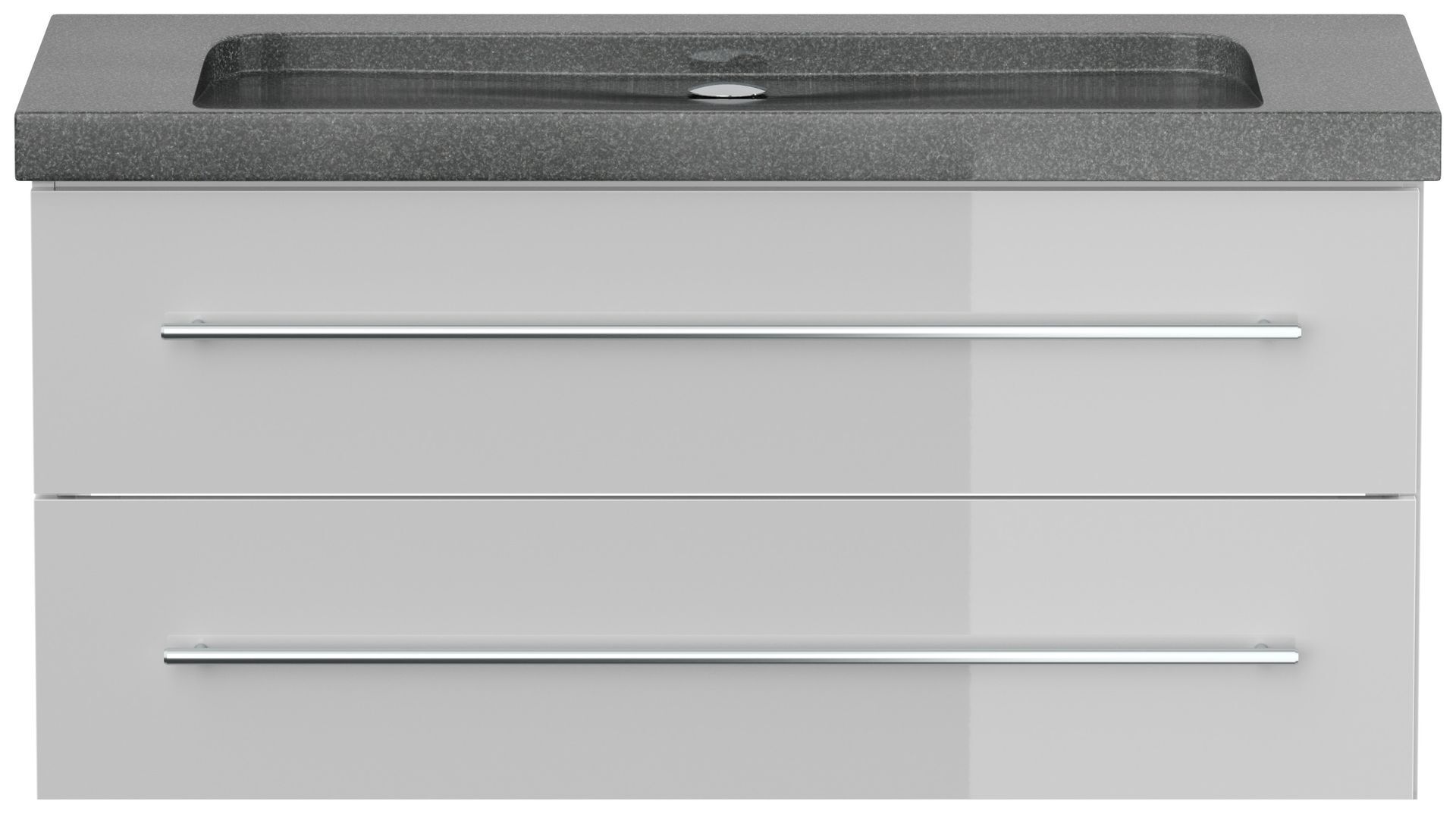 Badmöbel Granit G654 Damo 100 cm ohne Hahnloch SoftClose weiß hochglanz
