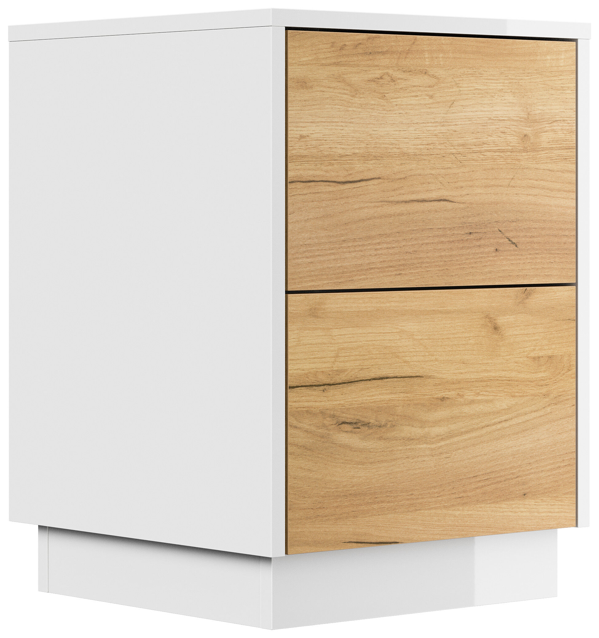 Design Nachttisch Concepto S 40cm stehend, 2 Pushauszüge Grafit Eiche