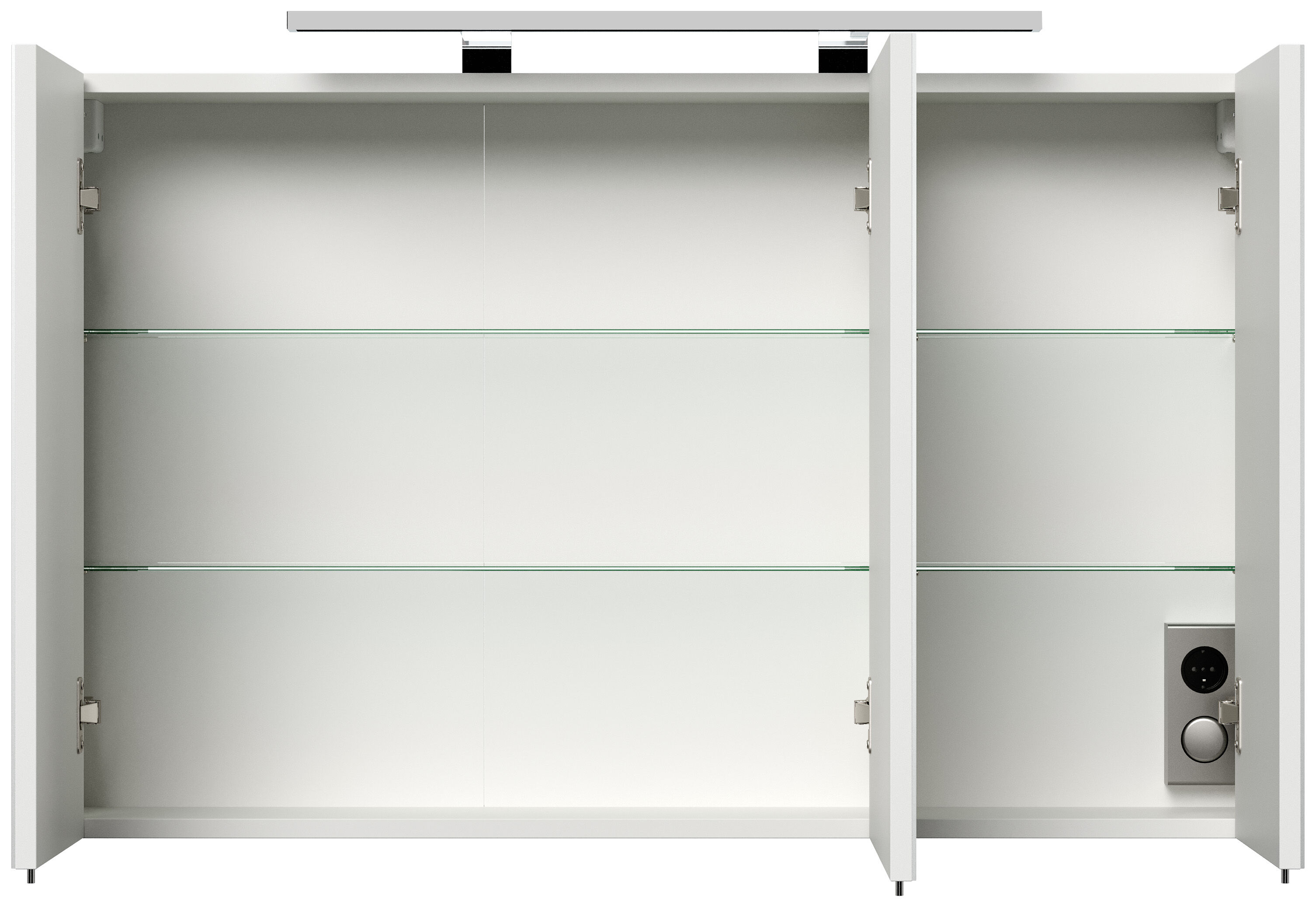 Spiegelschrank 100cm inkl. Design LED-Lampe und Glasböden eiche hell