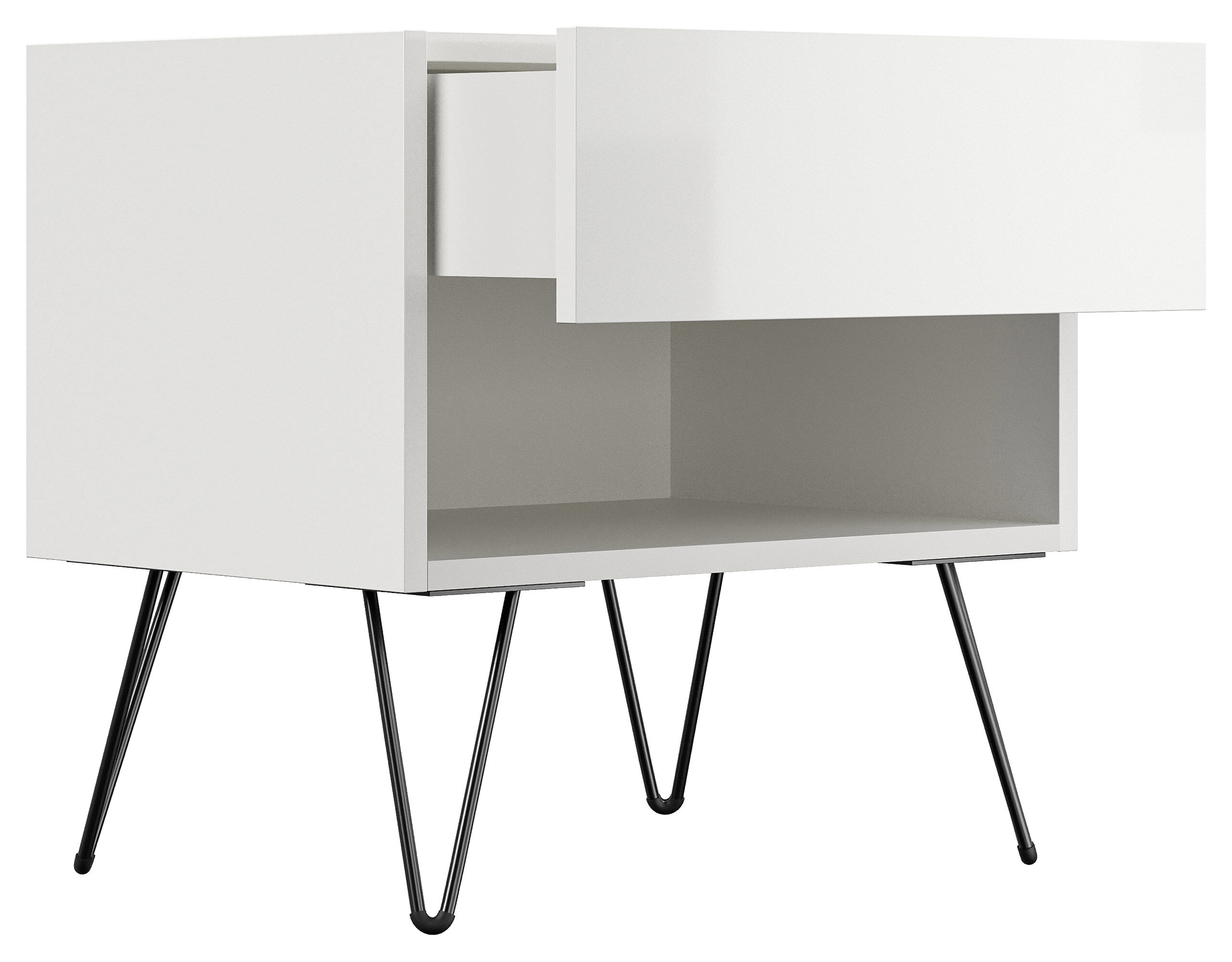 2er Set Nachttisch Dion 50cm SoftClose stehend Weiß Hgl