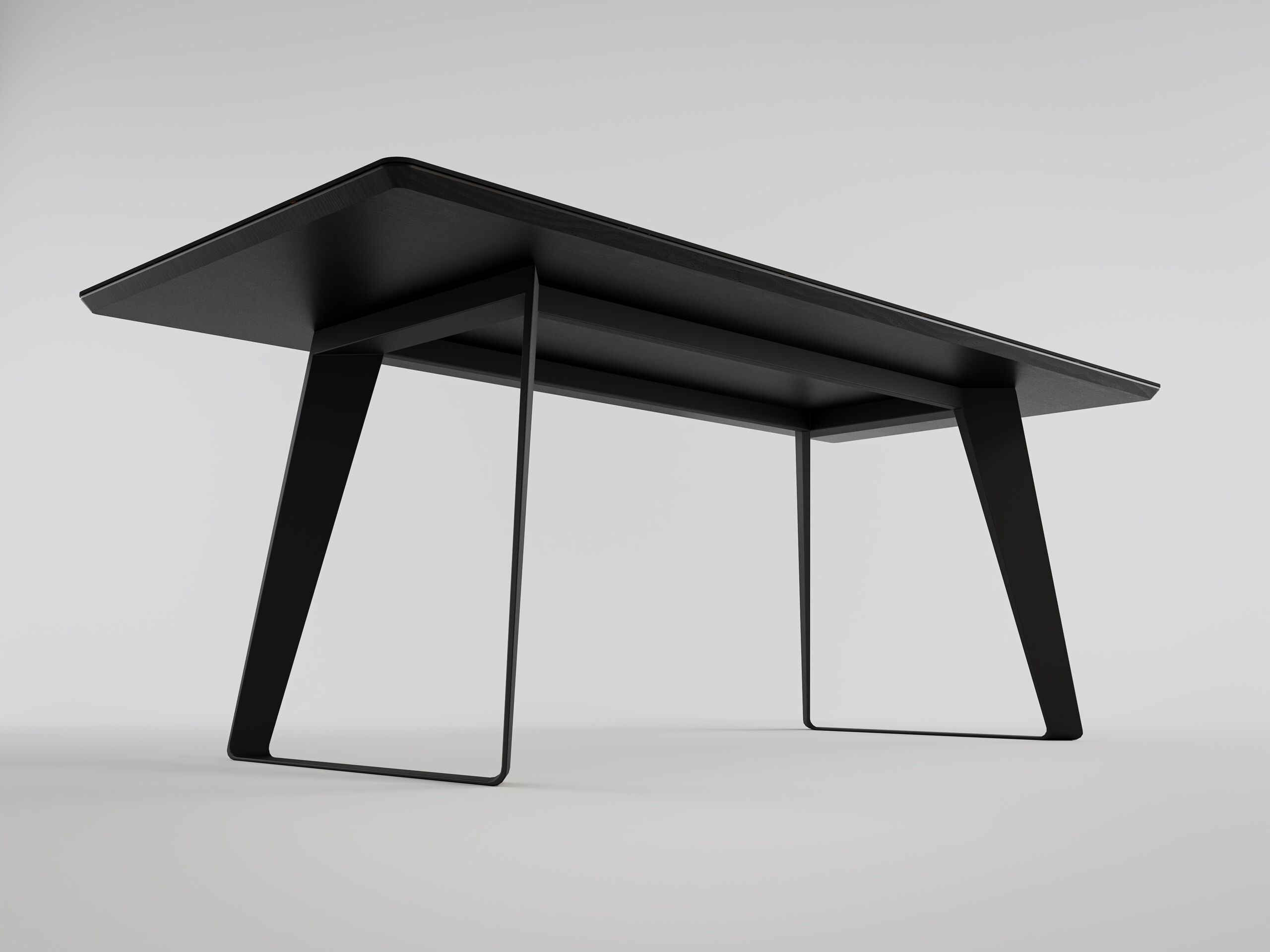 Esstisch FLORINT 200x90cm schwarze Keramikplatte schwarze Design-Tischkufen