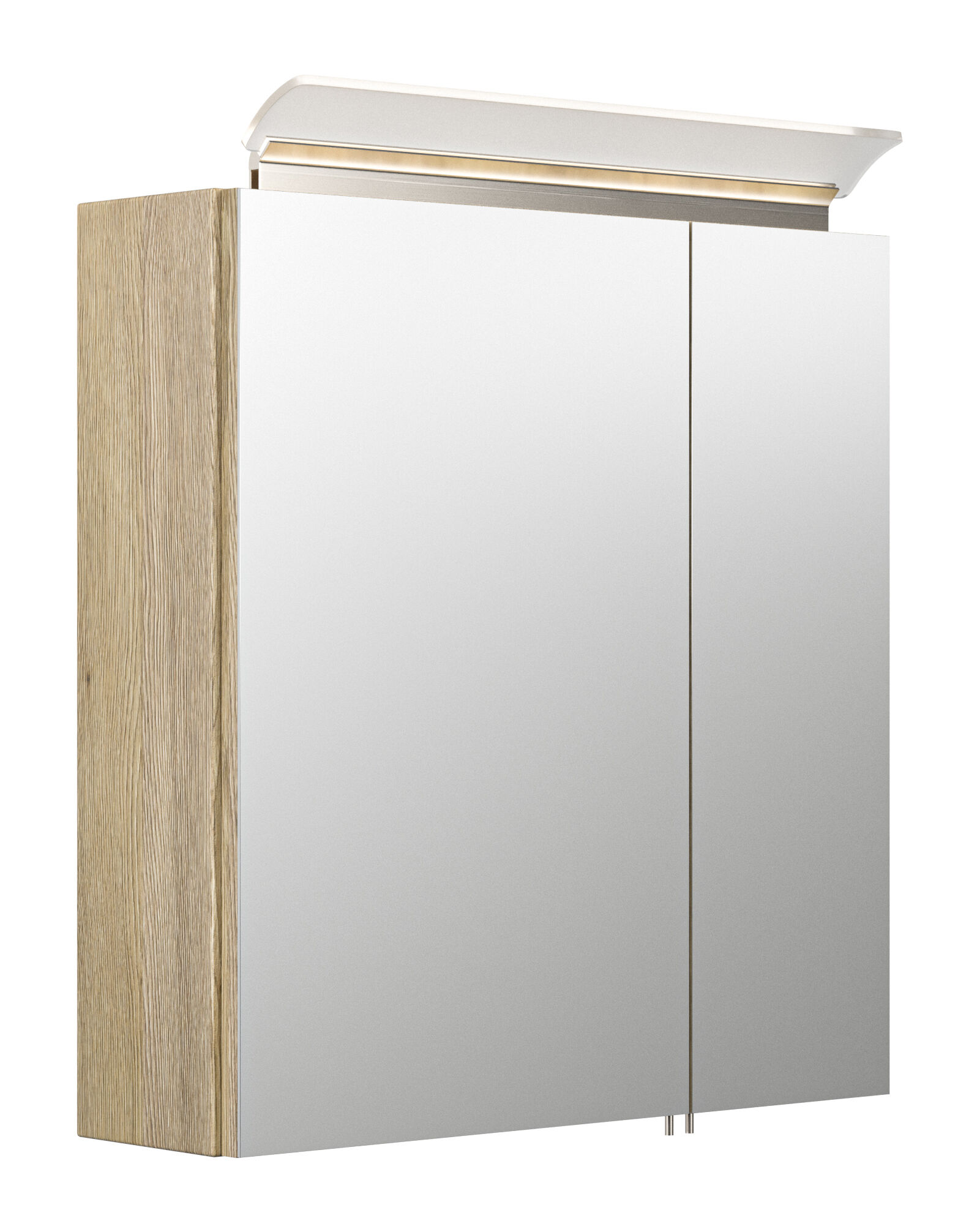 Spiegelschrank 60cm inkl. Design LED-Lampe und Glasböden anthrazit gemasert