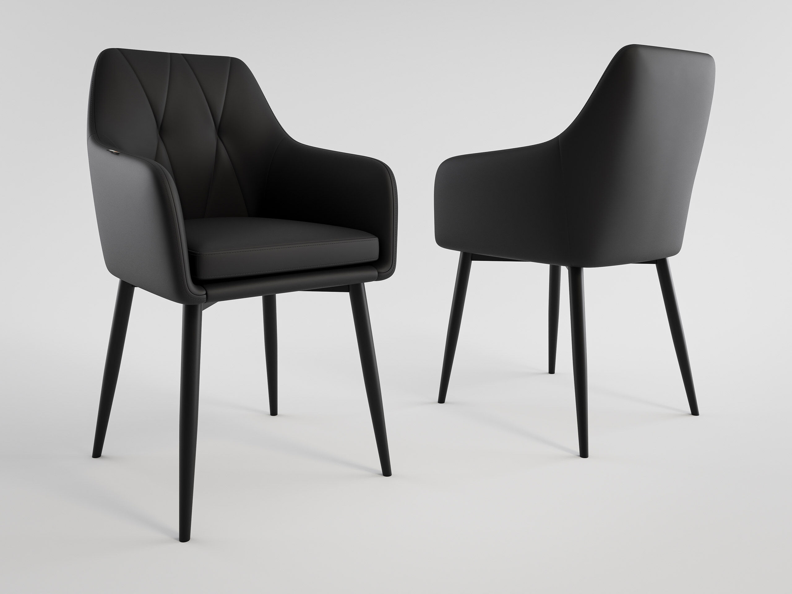 Esszimmerstuhl Design Küchenstuhl Ida Kunstleder schwarz Metallbeine