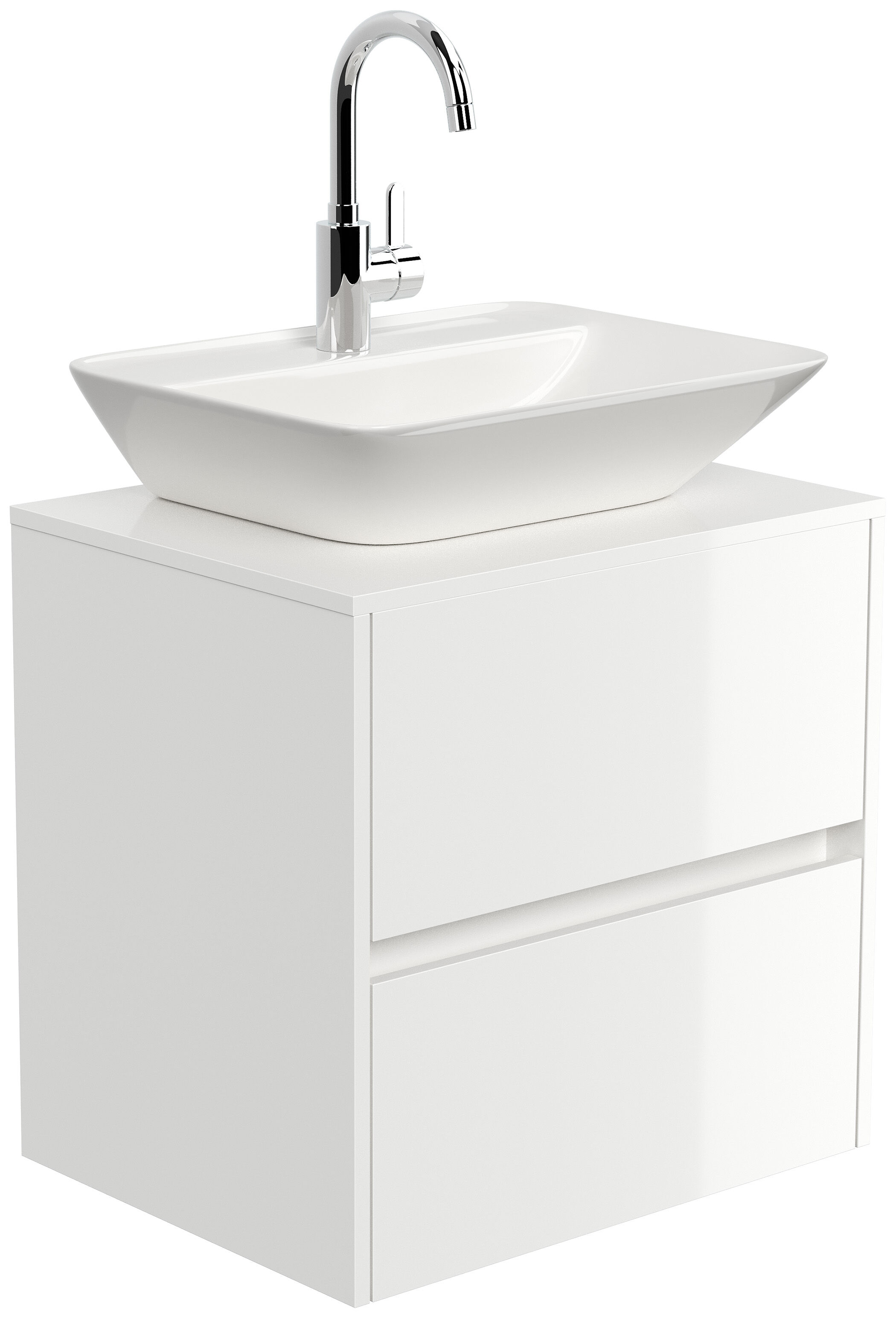 Badmöbel Taifun 60cm mit modernem Aufsatzwaschbecken grafit