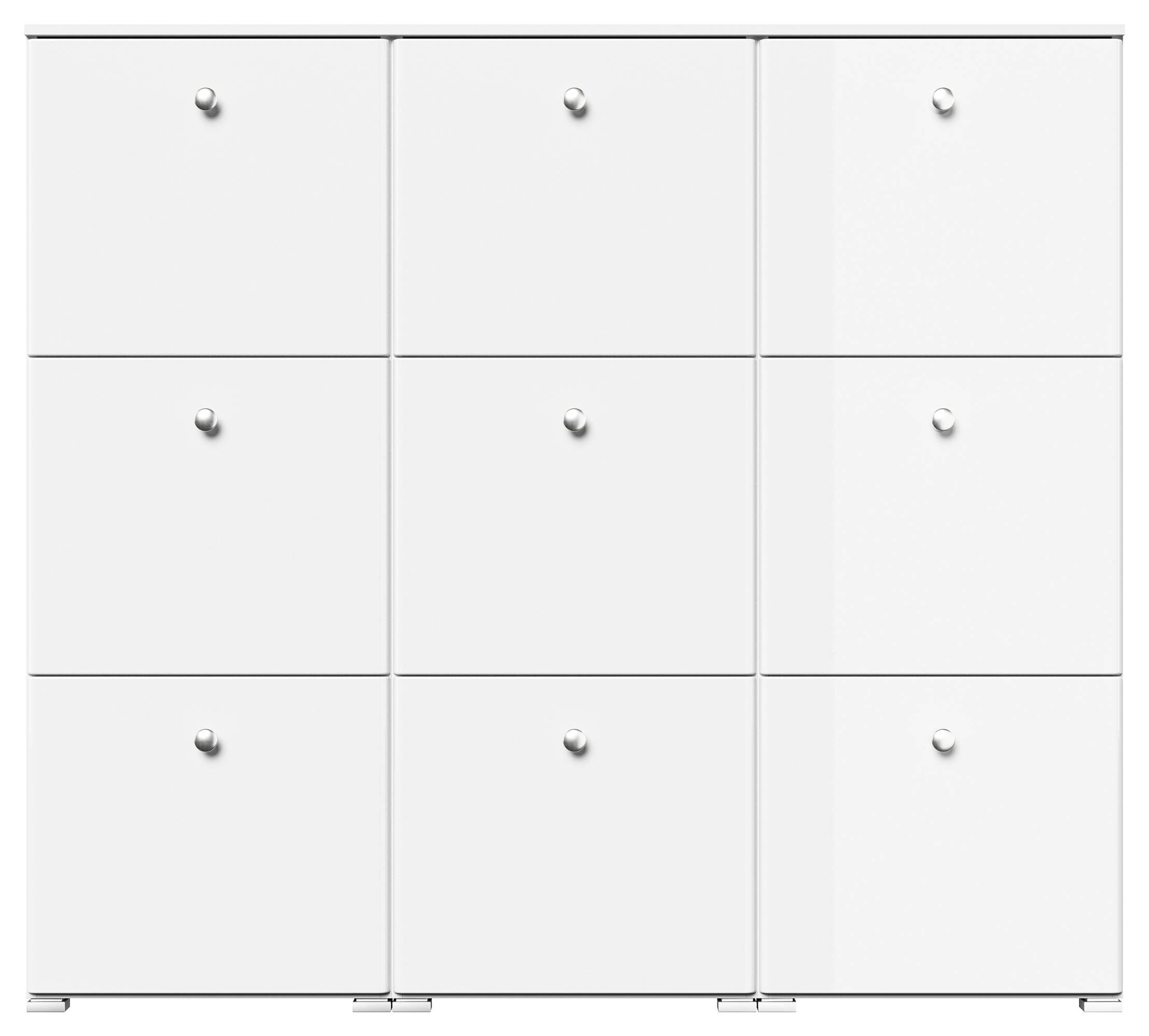 Schuhschrank XL Comfort 9 Klappen 36 Paar 157x141 cm Weiss-Weiss Hgl