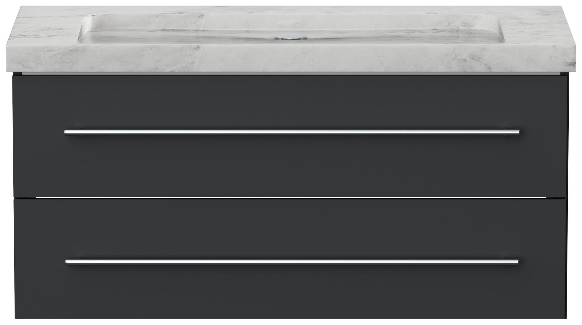 Badmöbel Marmor Carrara White Damo 100 cm ohne Hahnloch SoftClose weiß hochglanz