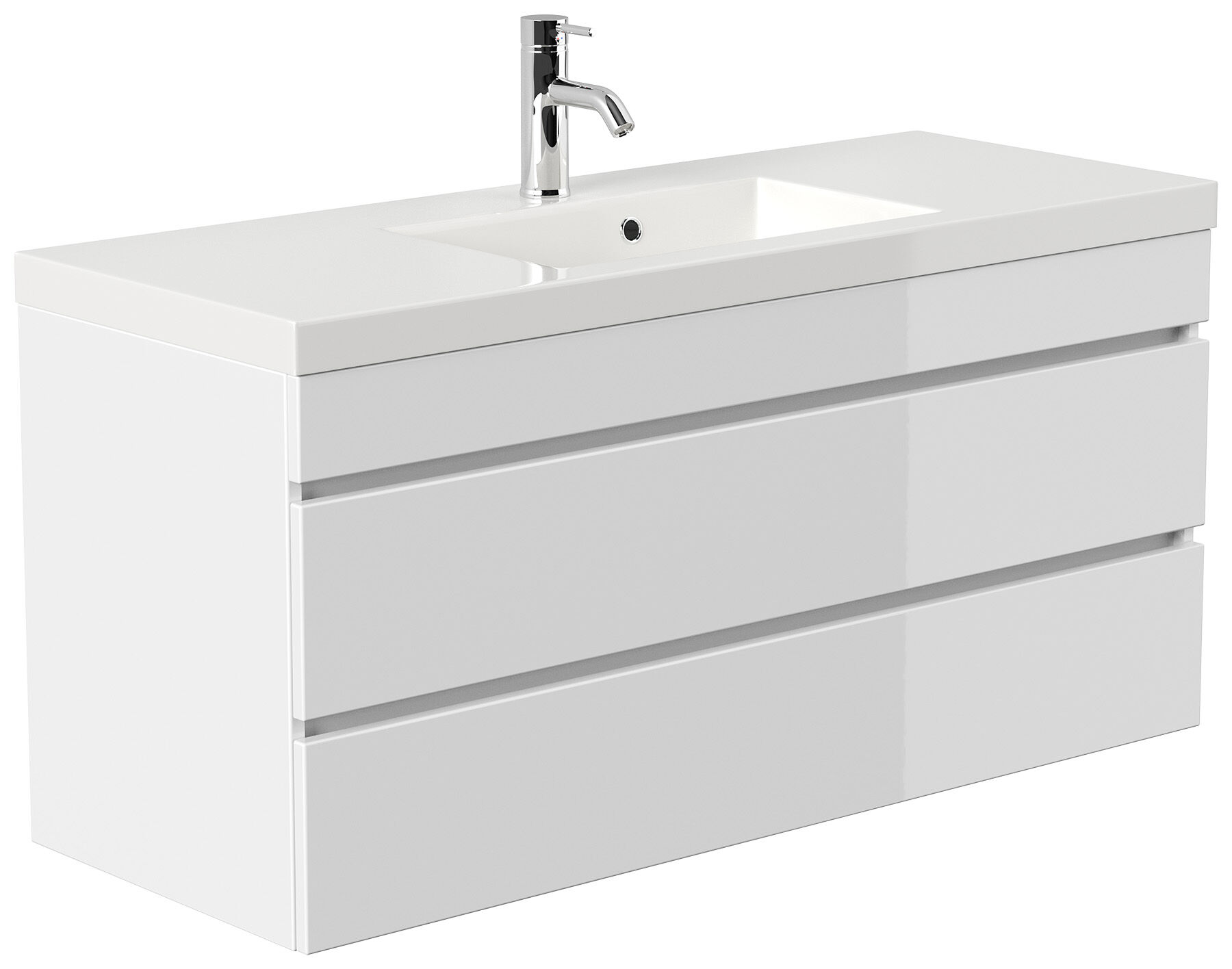 Badmöbel GENEVA 120 SoftClose weiss hochglanz mit grifflosen Schubladen
