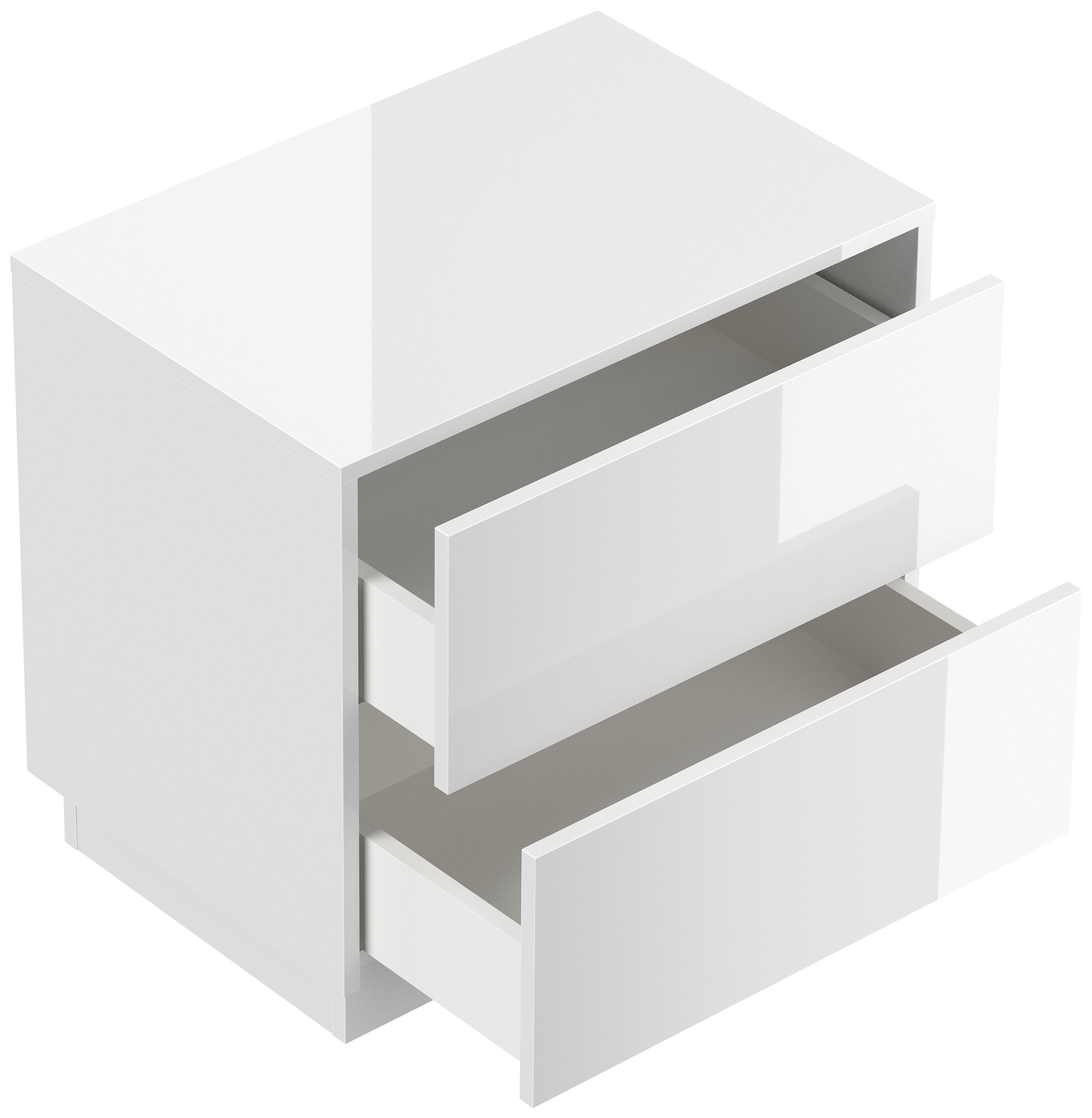 Design Nachttisch Concepto L 60cm stehend, 2 Pushauszüge Weiß Hgl Eiche