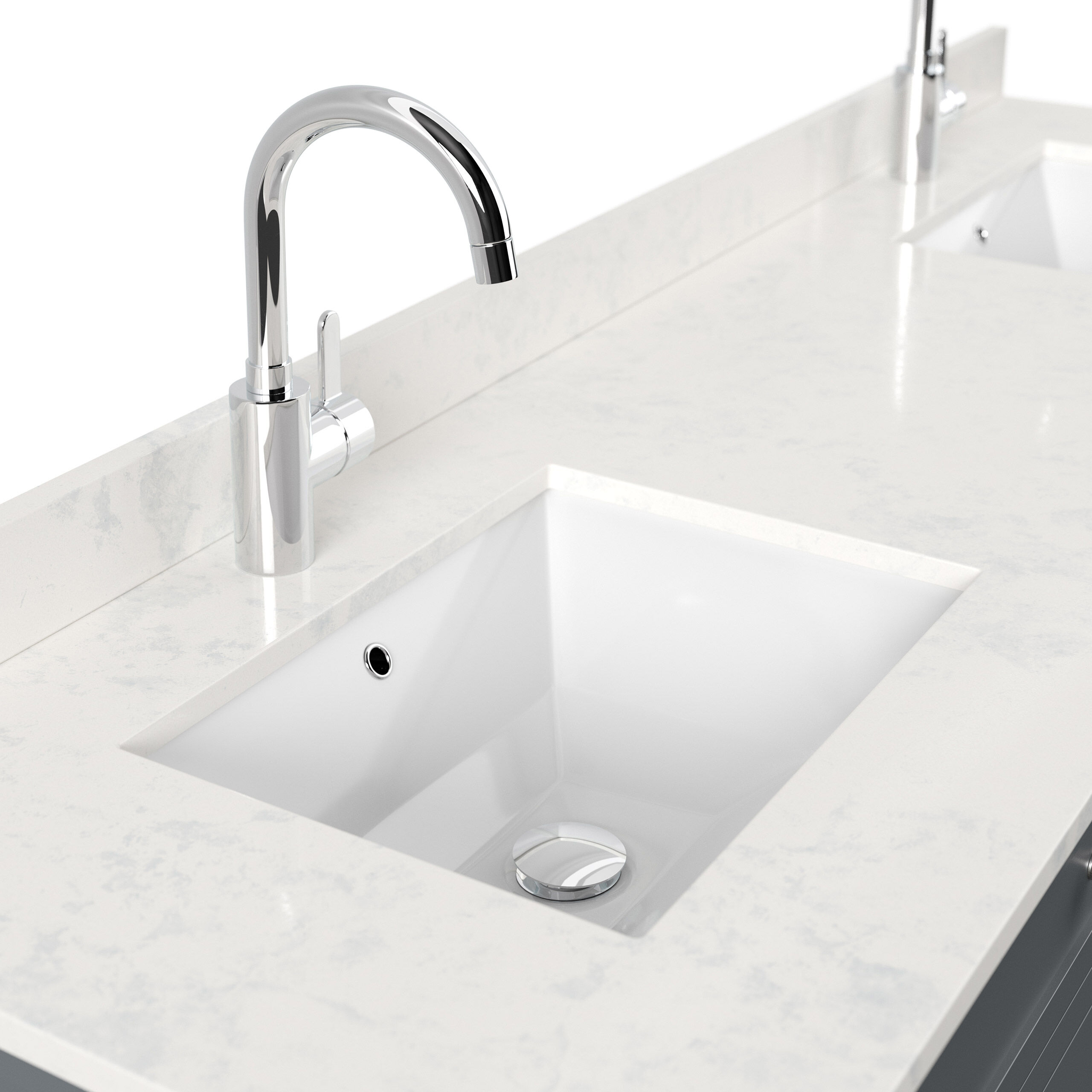 Landhaus Badmöbel-Set 2tlg Postigo 180 Quarz Carrara montiert grau lackiert 