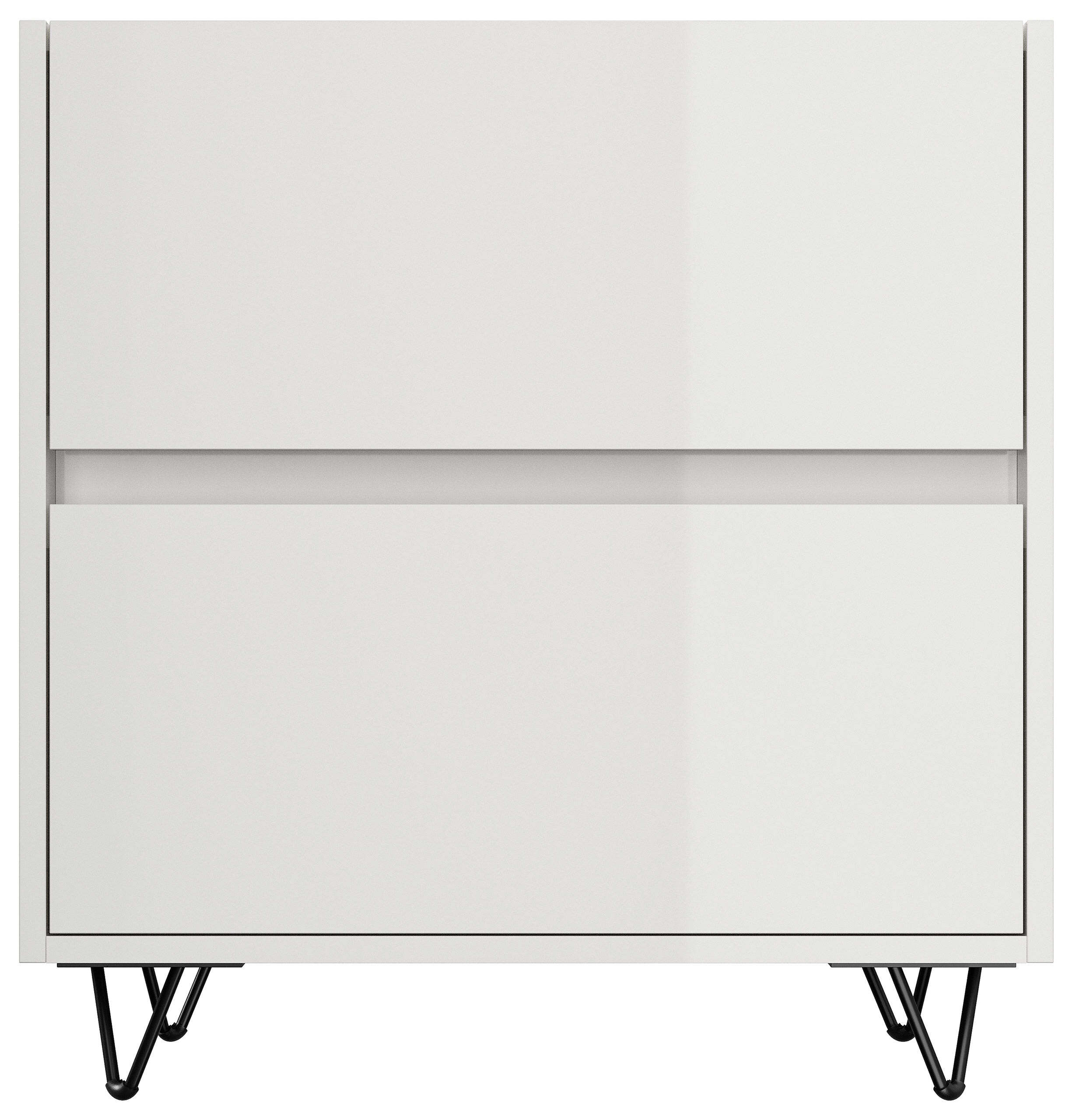 Nachttisch Yako 60cm 2 SoftClose stehend Weiß & Eiche Top