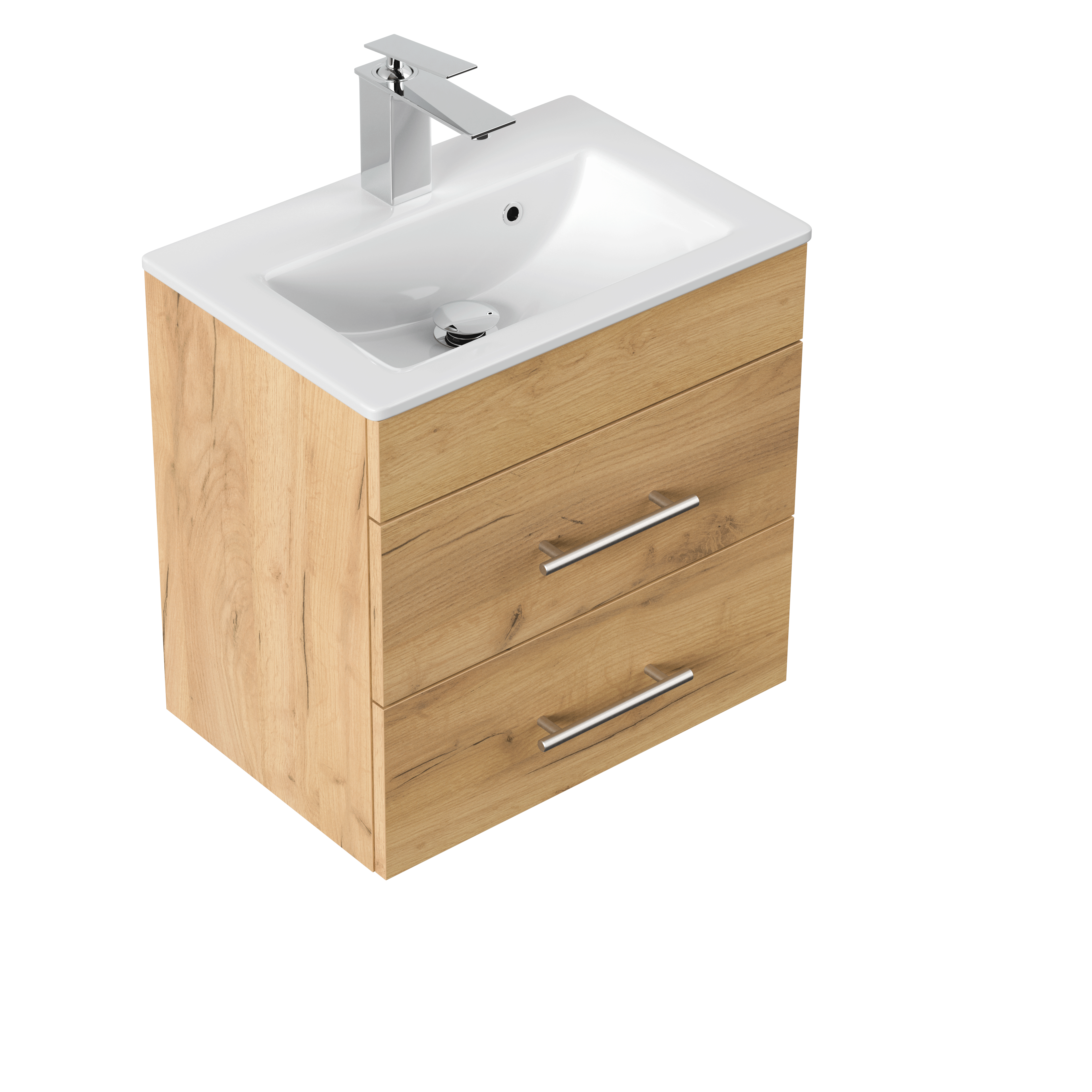 Badmöbel Mars 500 SlimLine 50x34cm mit 2 SoftClose Schubladen eiche gold
