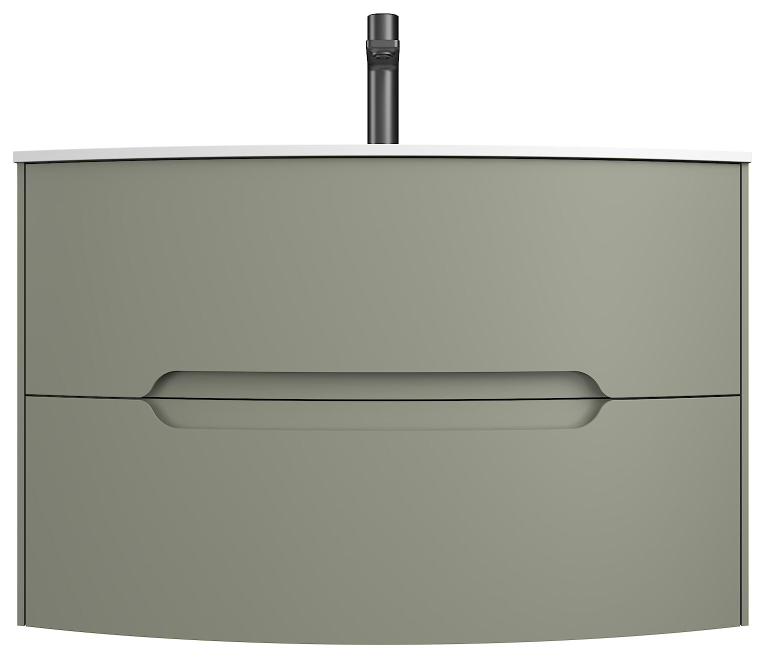 Badmöbel Riva & Waschtisch 80 cm SoftClose montiert grün matt