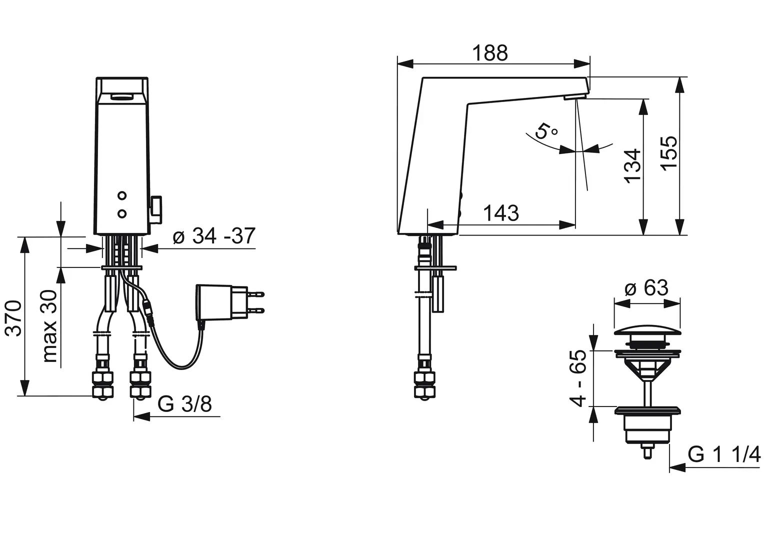 HANSALOFT Waschtischbatterie mit Bluetooth 9/12V mit PSD Sensor