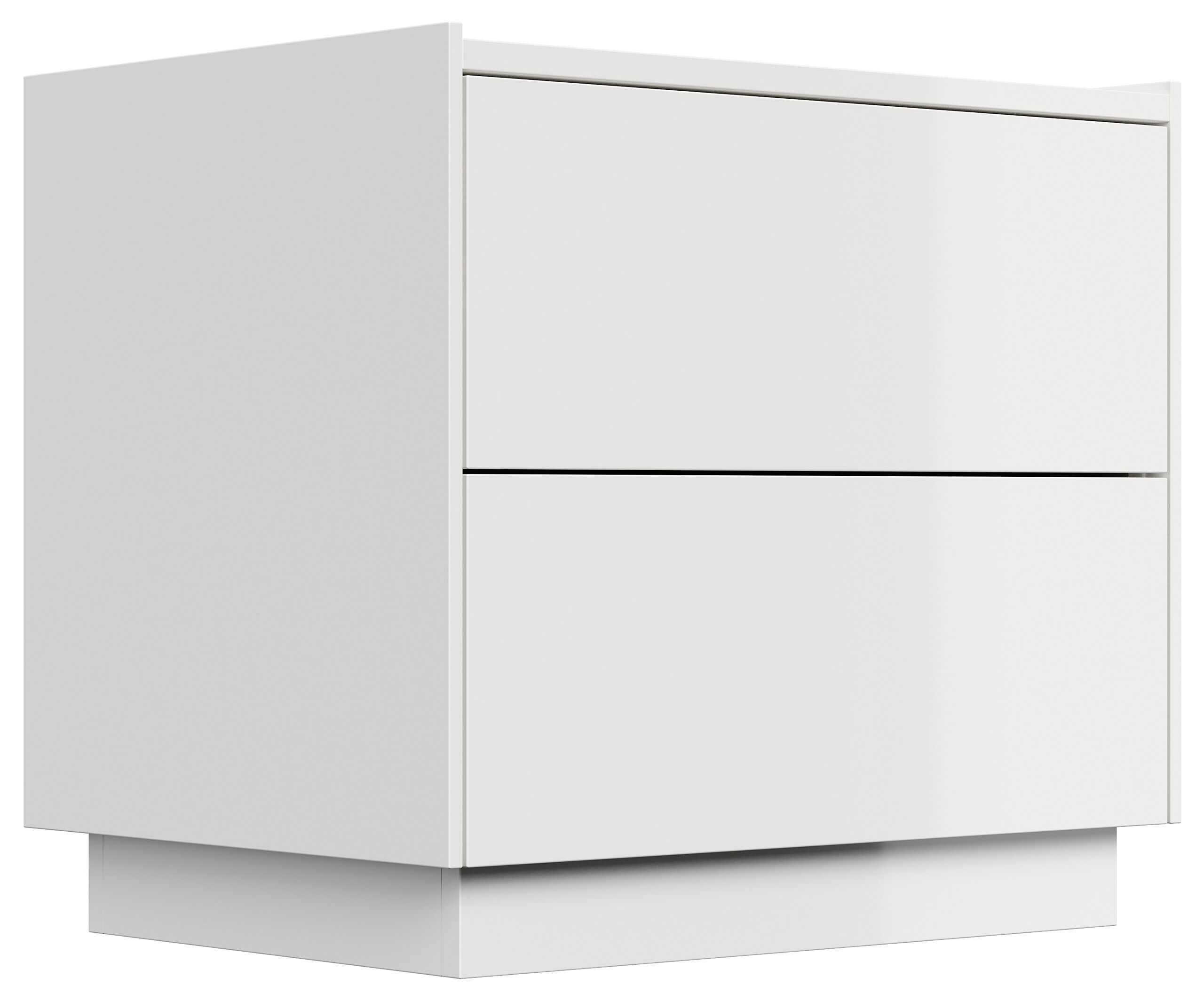 Design Nachttisch Kommode Concepto L 60cm, 2 Pushauszüge lackiert Weiß Hgl