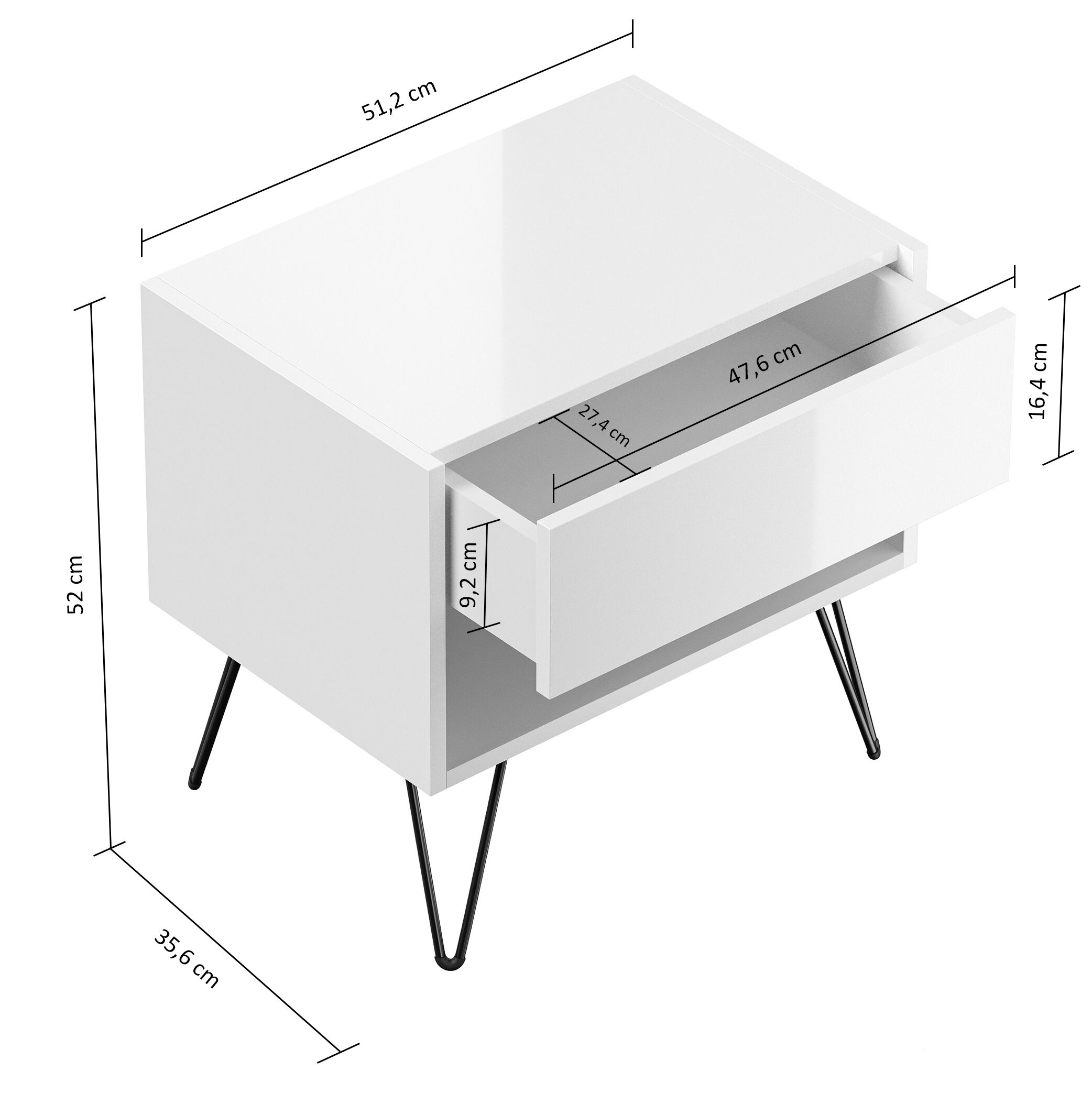 2er Set Nachttisch Kommode Dion 50cm SoftClose stehend Weiß & Eiche Front