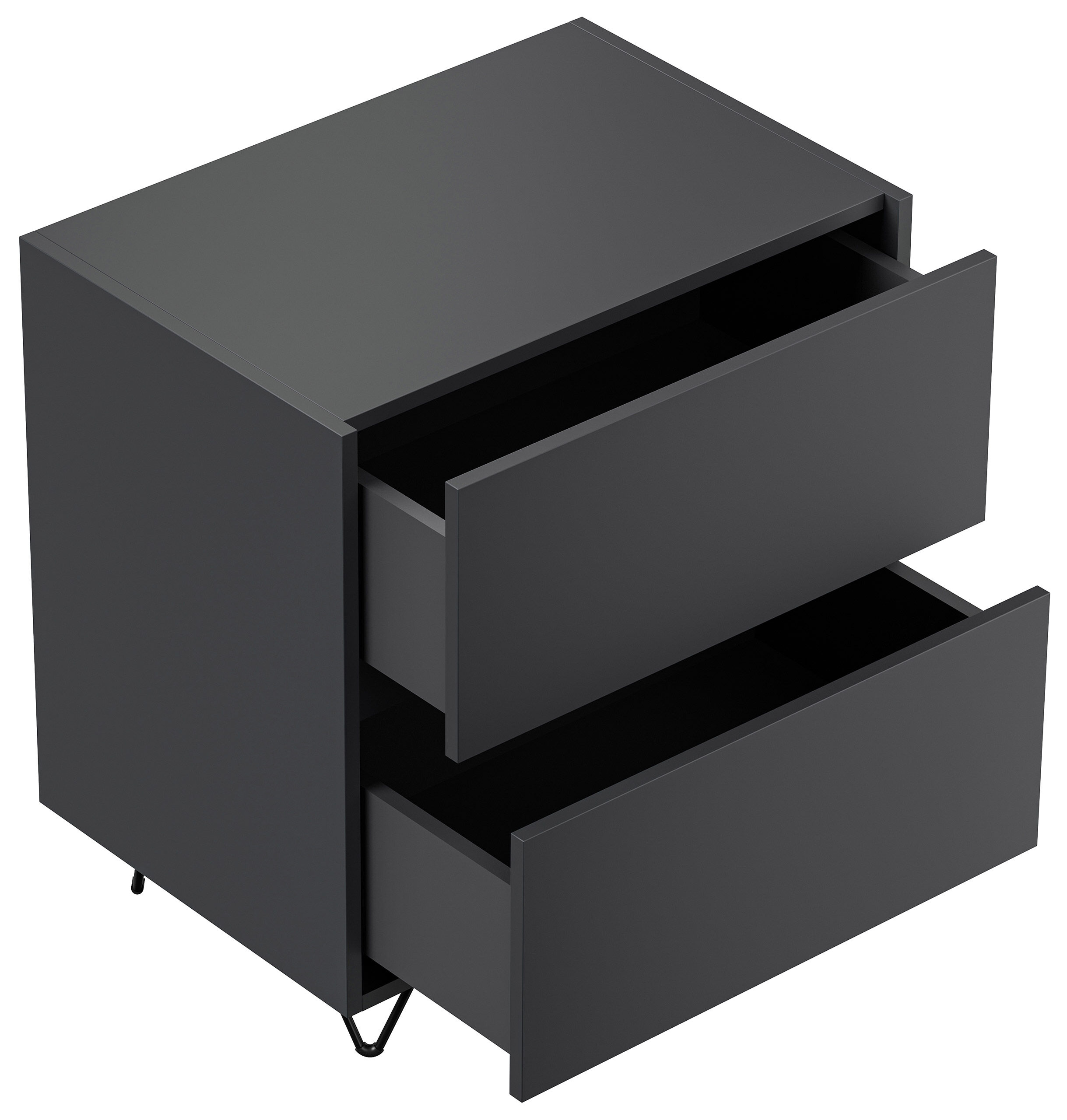 Nachttisch Yako 60cm 2 SoftClose stehend Weiß & Eiche Top