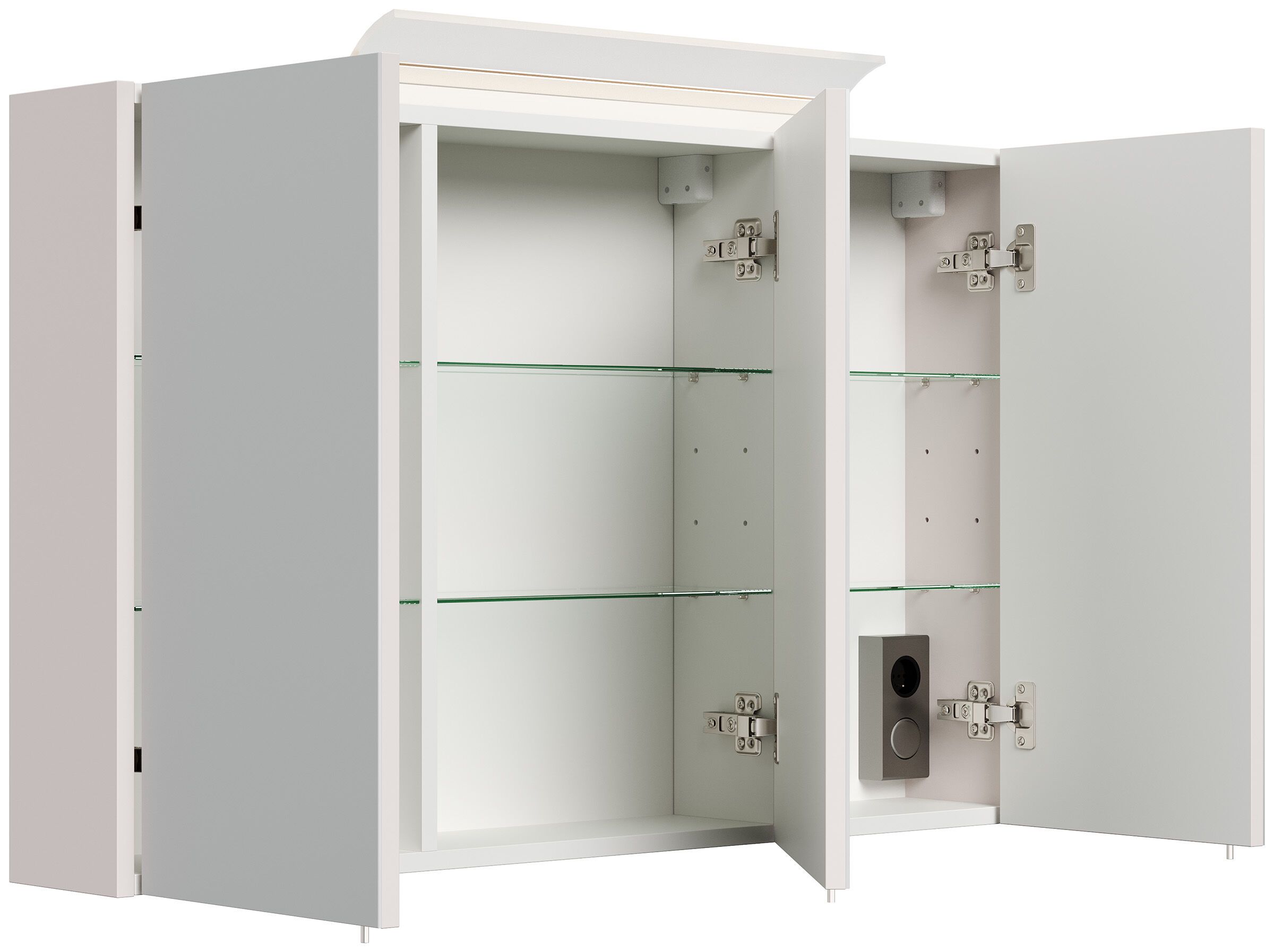 Spiegelschrank 100cm inkl. Design LED-Lampe und Glasböden kaschmir