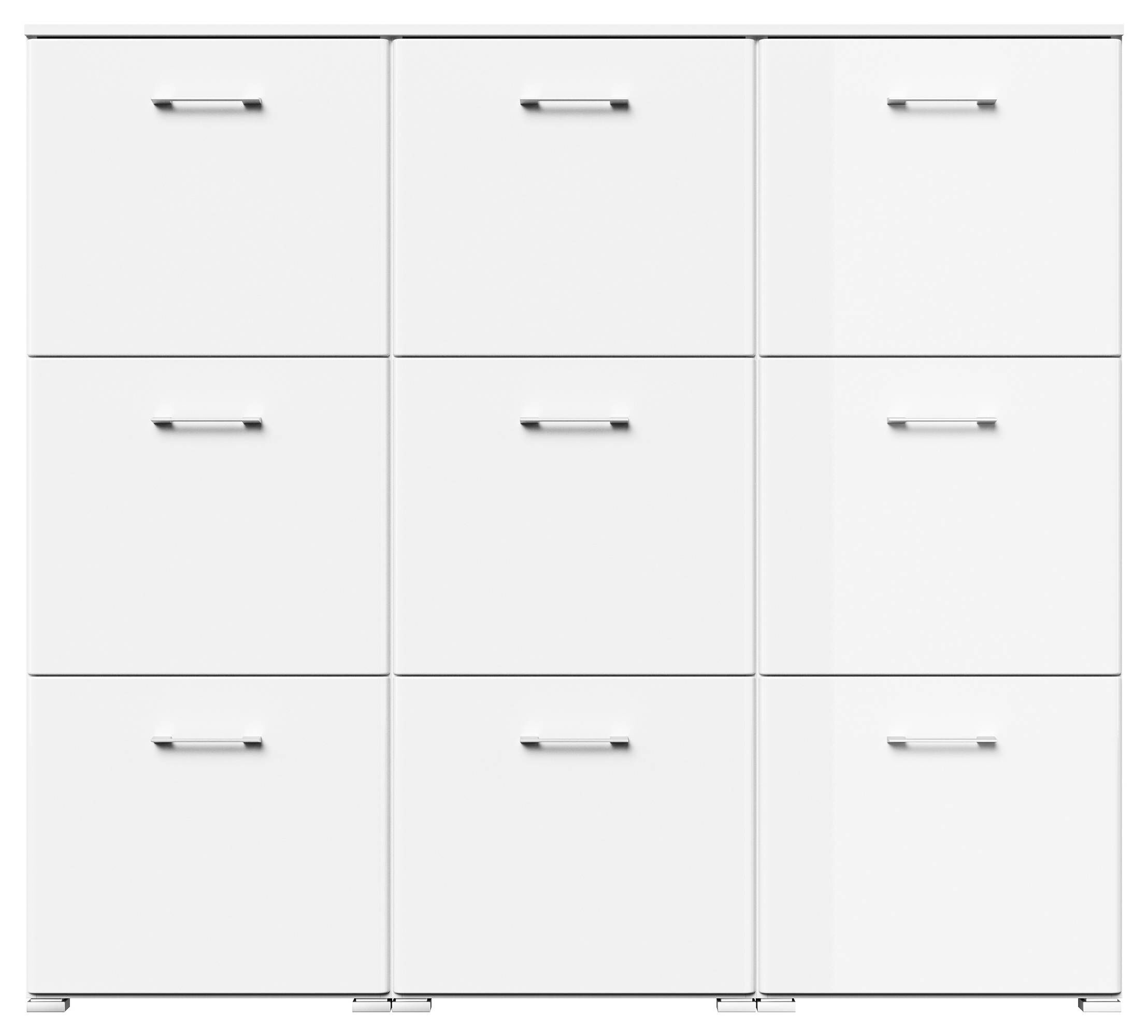 Schuhschrank XL Emotion 9 Klappen 36 Paar 157x141 cm Weiss-Weiss Hgl