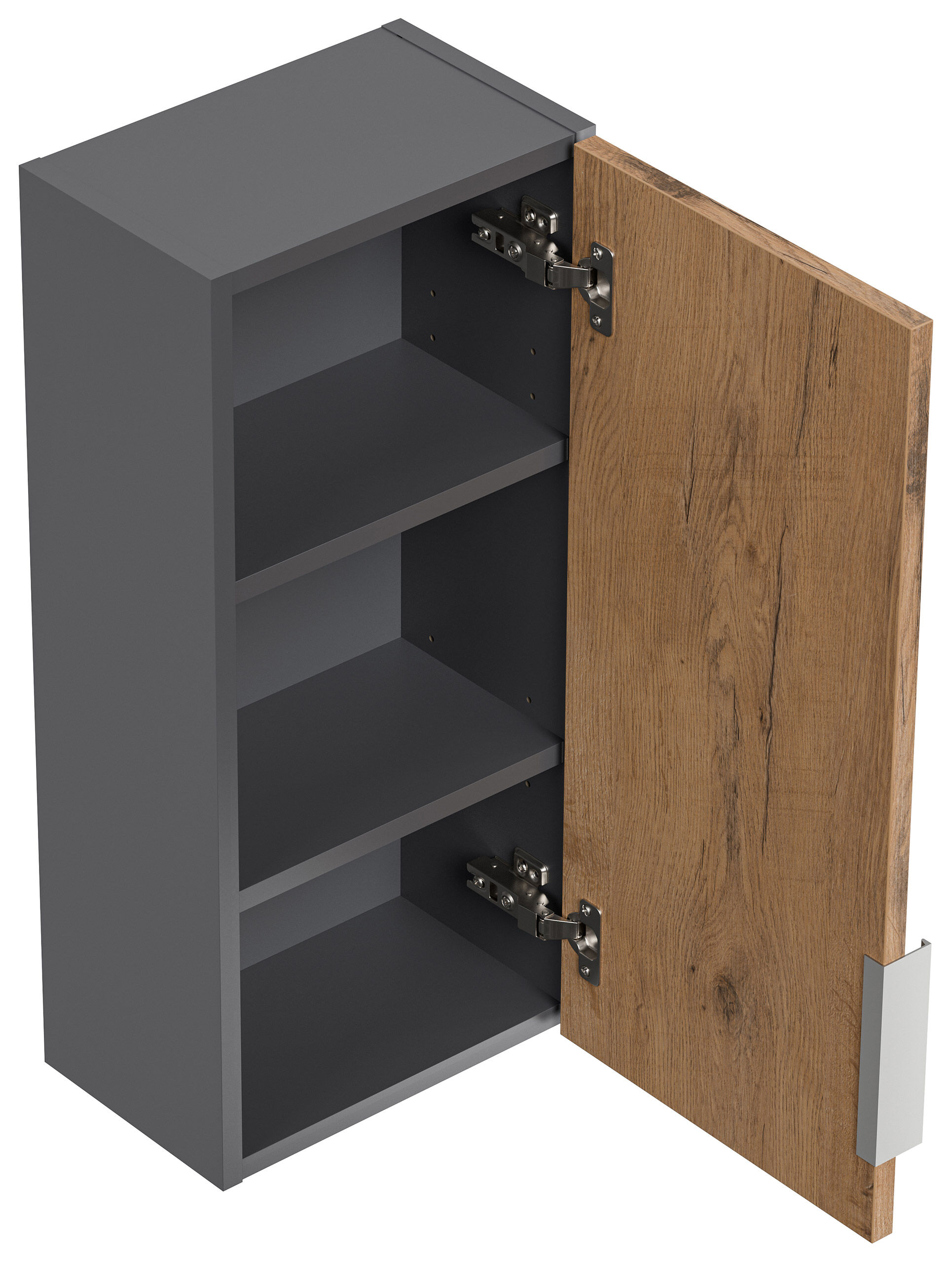 Badschrank 2er Set Vega zur Wandmontage Eiche / Grafit Matt