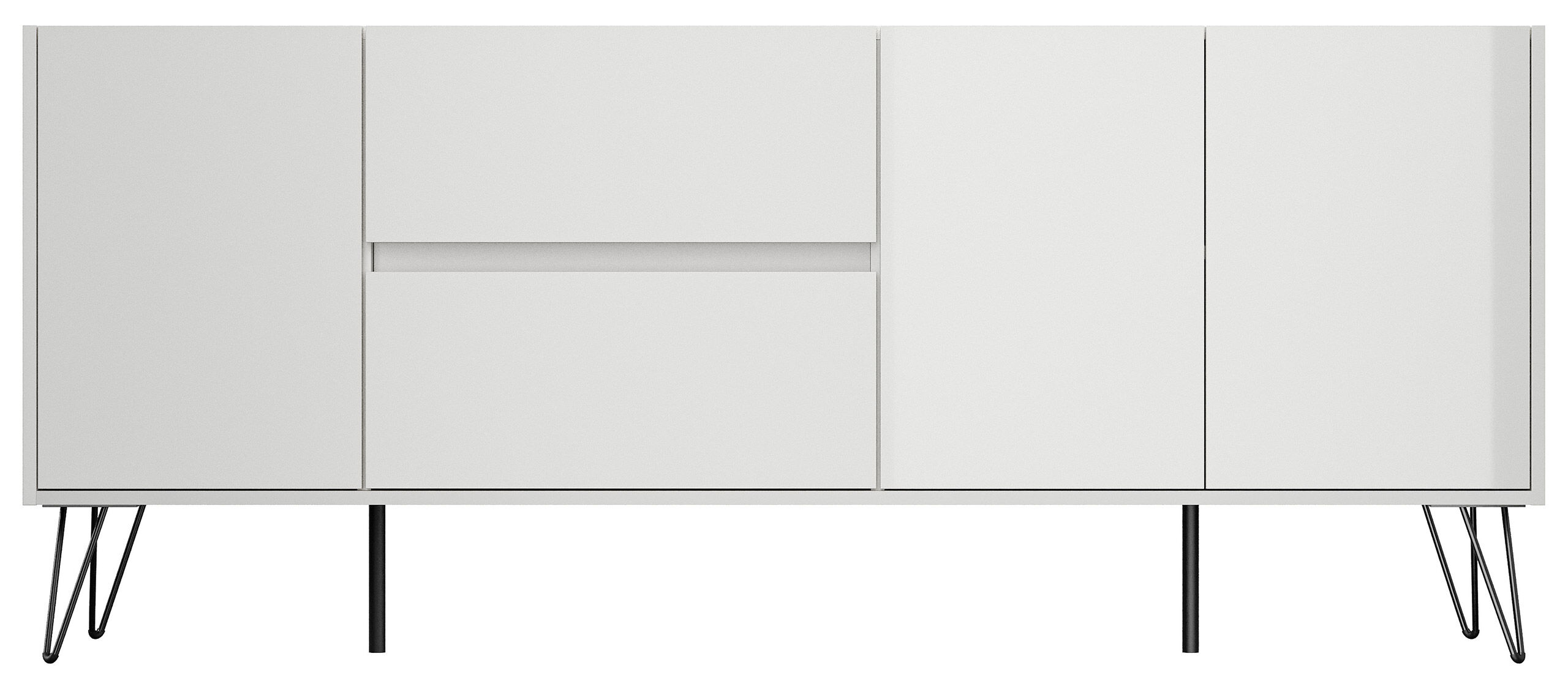 Raumwunder XL Sideboard Kommode Pharo 180cm 2 SoftClose 3 Türen Weiß hochglanz