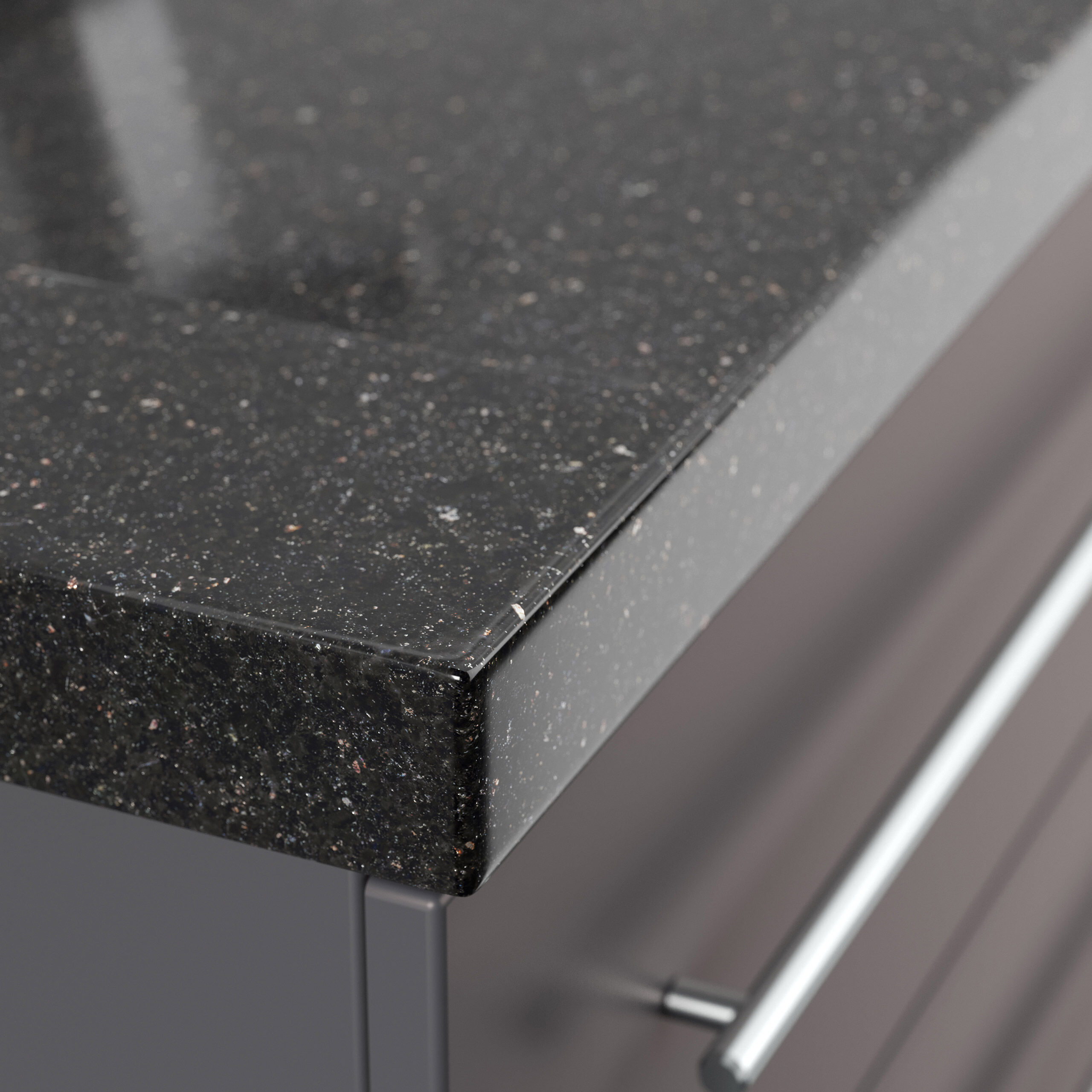 Badmöbel Granit Galaxy Black Damo 100 cm 1 Hahnloch SoftClose anthrazit
