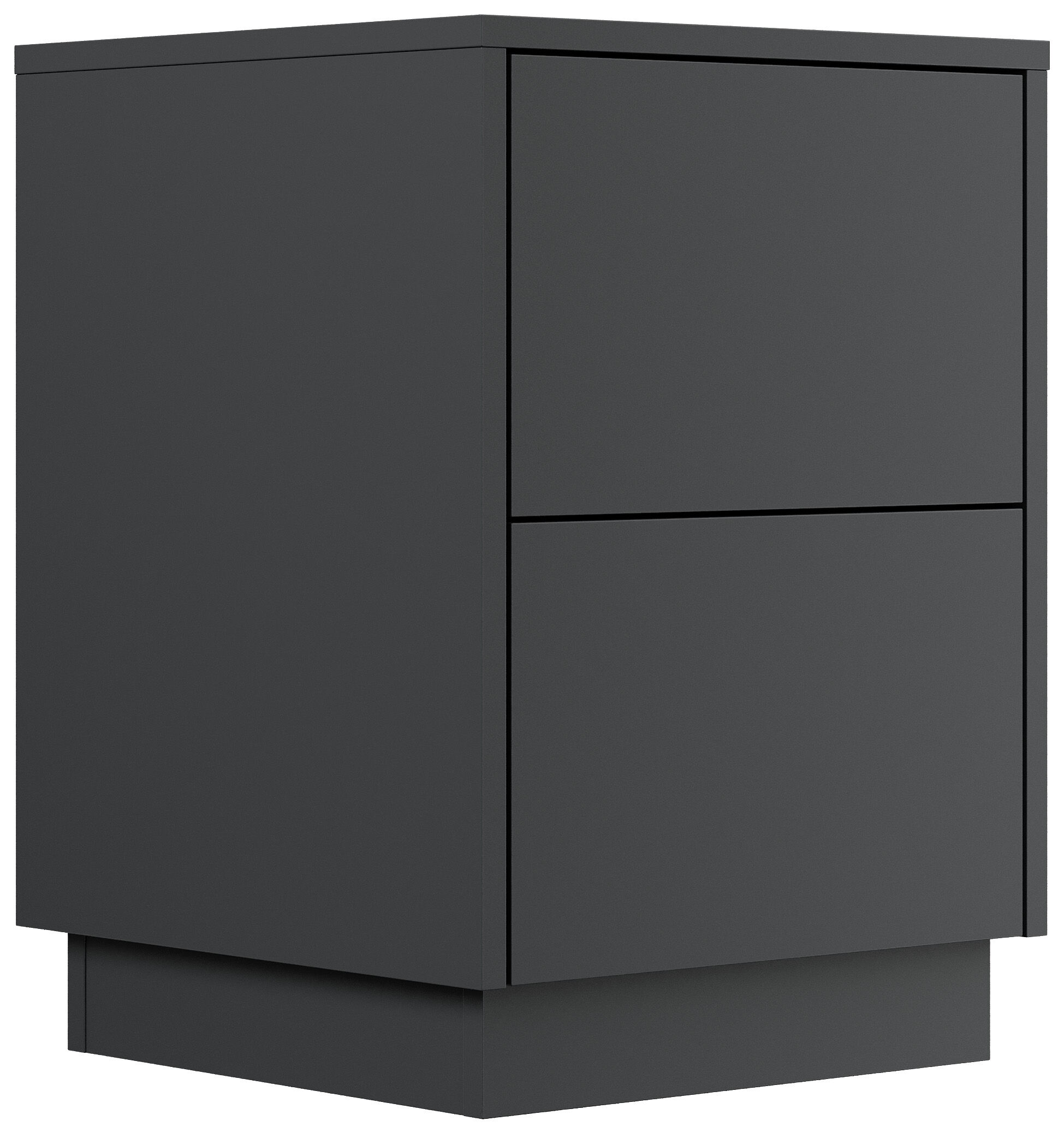 Design Nachttisch Concepto S 40cm stehend, 2 Pushauszüge Grafit Eiche