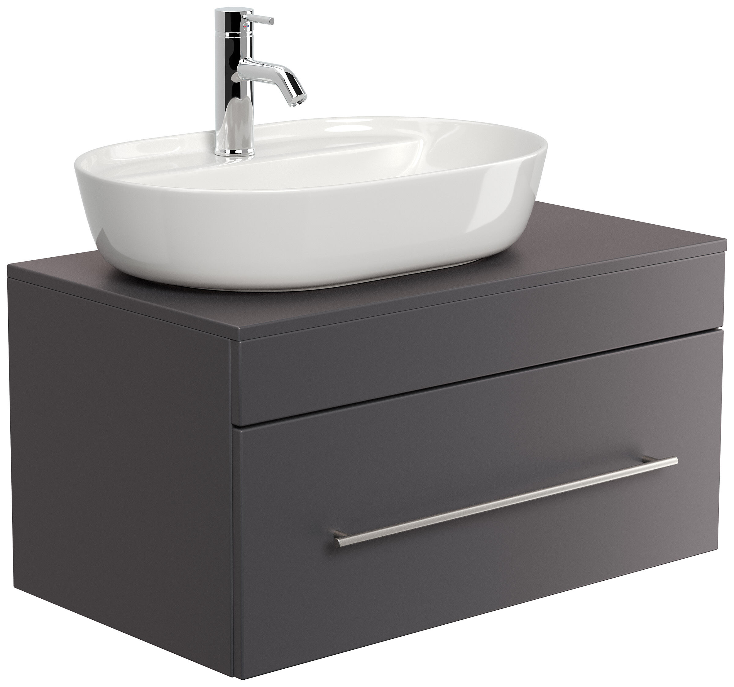 Badmöbel PEGASUS 80cm mit Design Aufsatzwaschbecken anthrazit