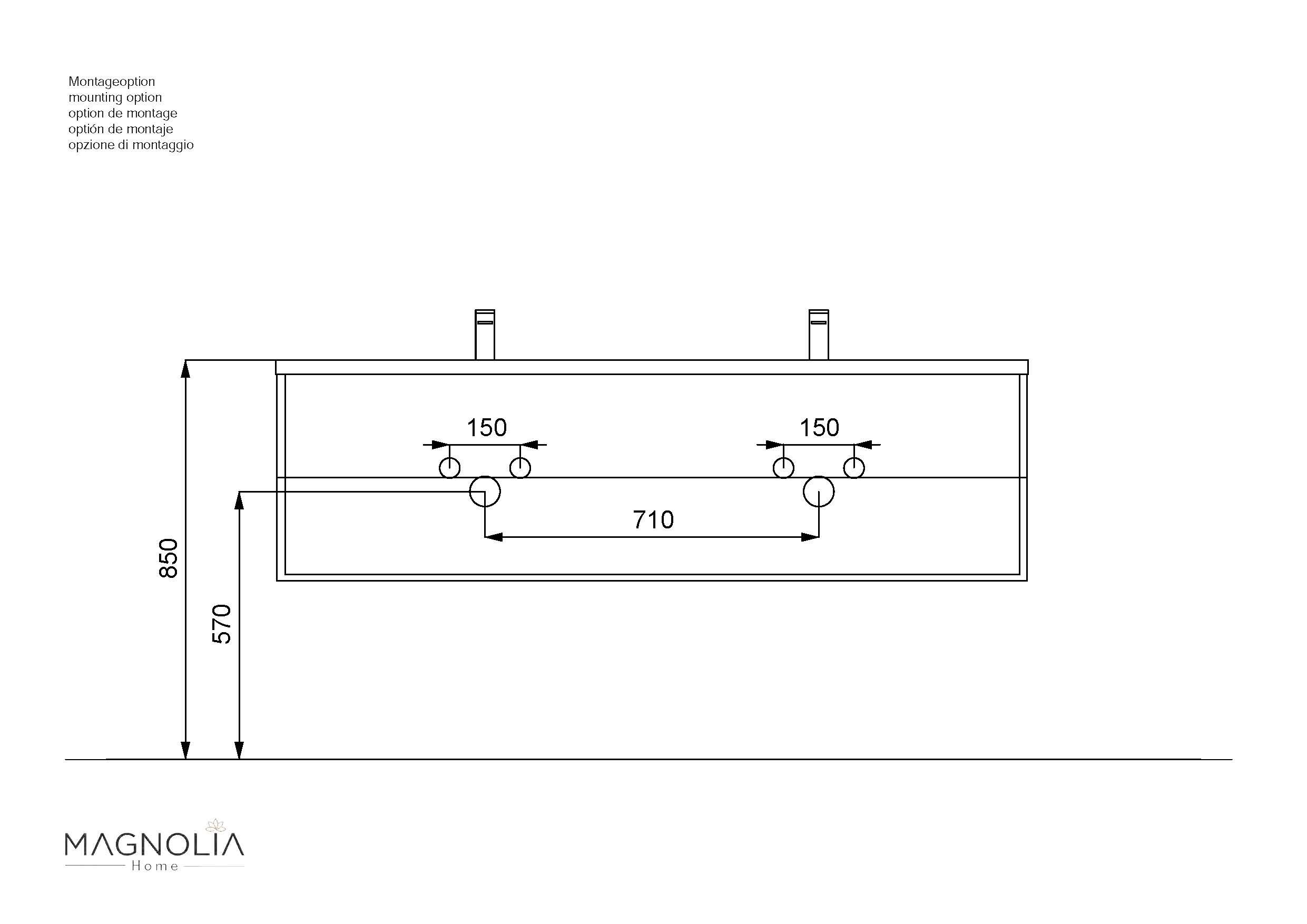 Badmöbelset Colossos160 2-teilig LED Spiegel eiche gold