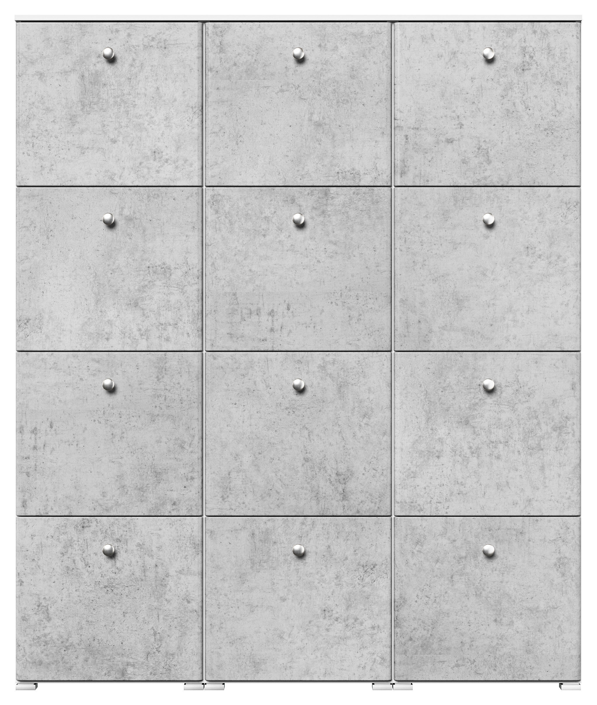 Schuhschrank XXXL Comfort 12 Klappen 48 Paar 160x187 cm Weiss-Brombeer
