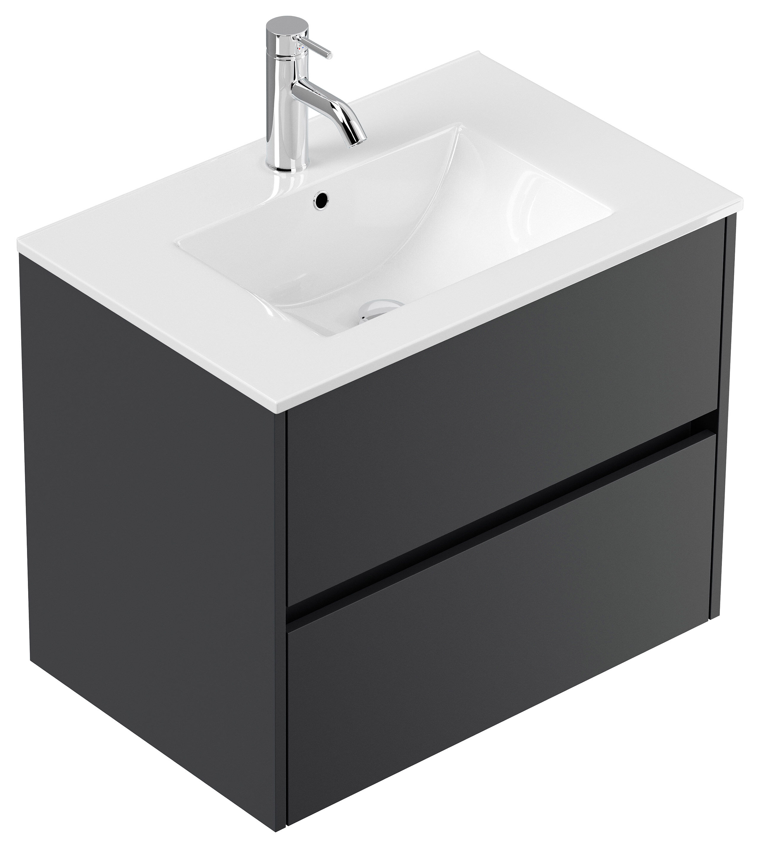 Badmöbel Taifun & Waschtisch 70 cm 2 Greifraum SoftClose Auszüge Grafit 